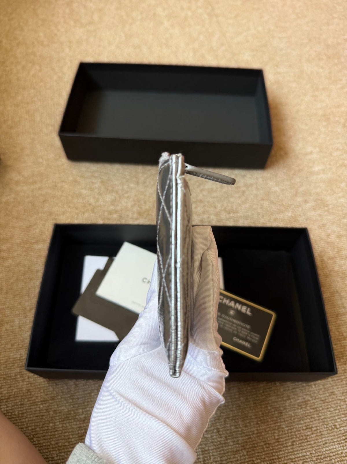 Chanel Quilted Leather Long Wallet - Silver image 1