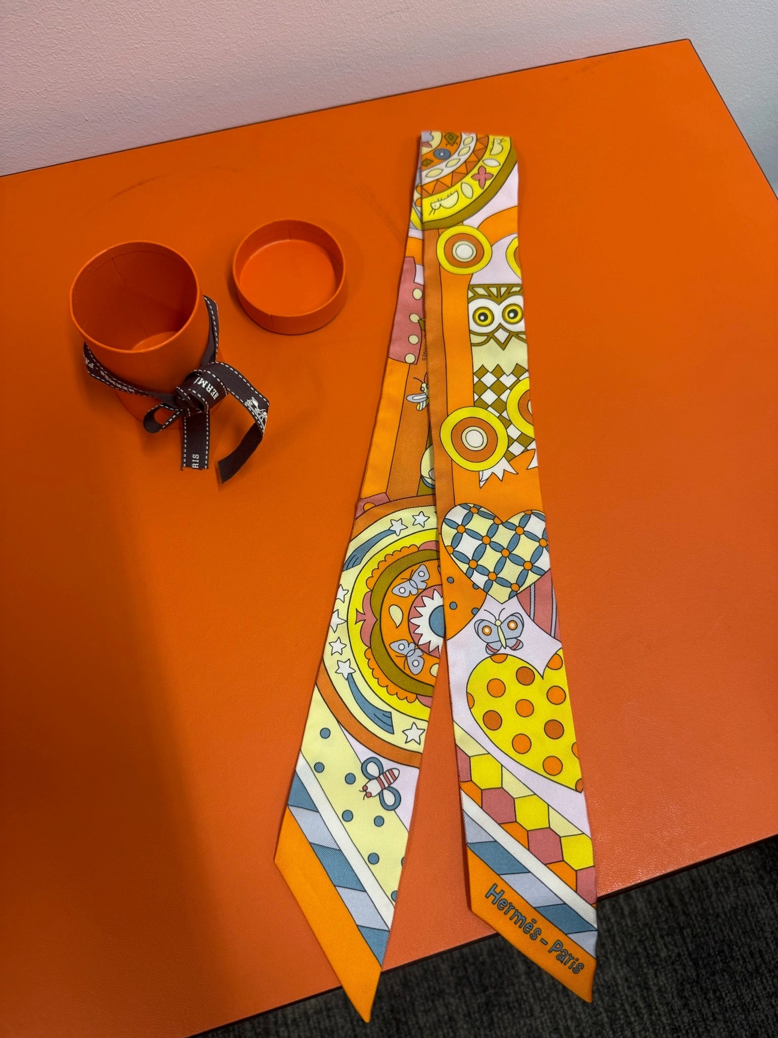 Hermès Twilly - Orange Owl Print image 1