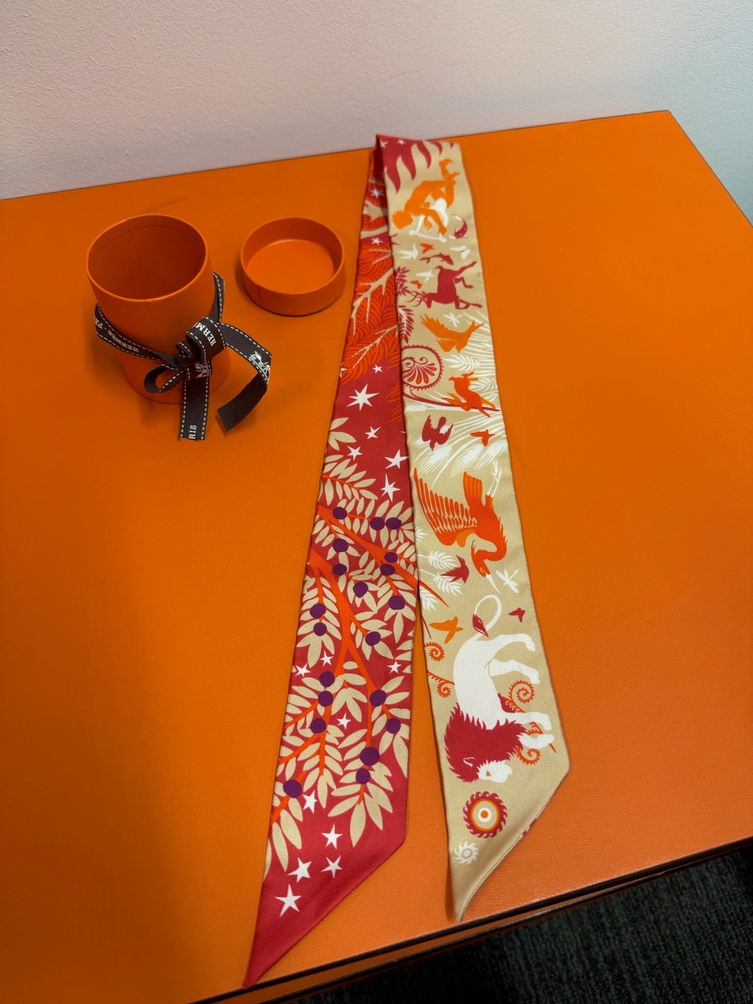 Hermès Twilly - Red & Beige Animal Print image 1