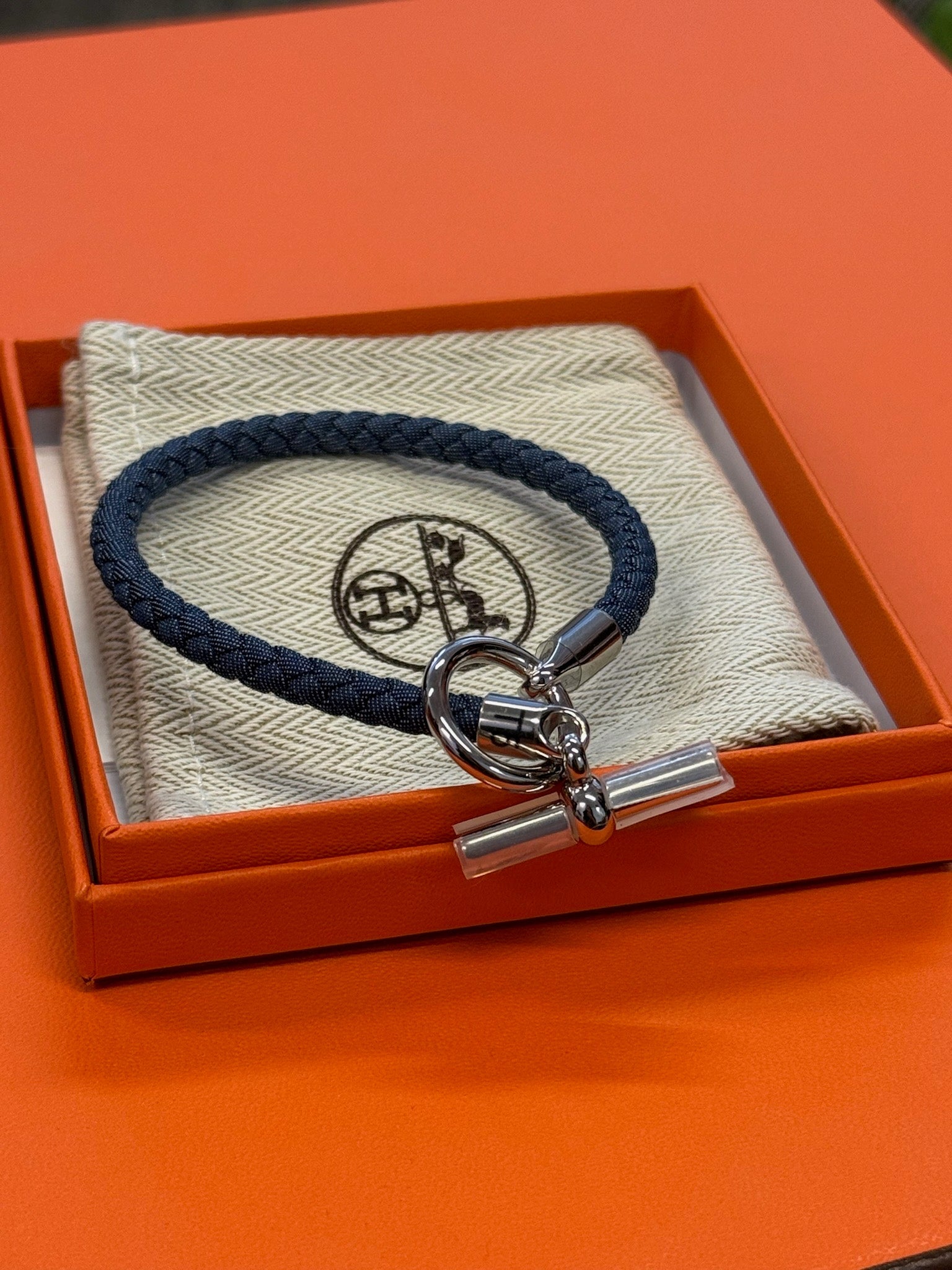 Hermès Glenan Bracelet - Navy & Palladium image 1