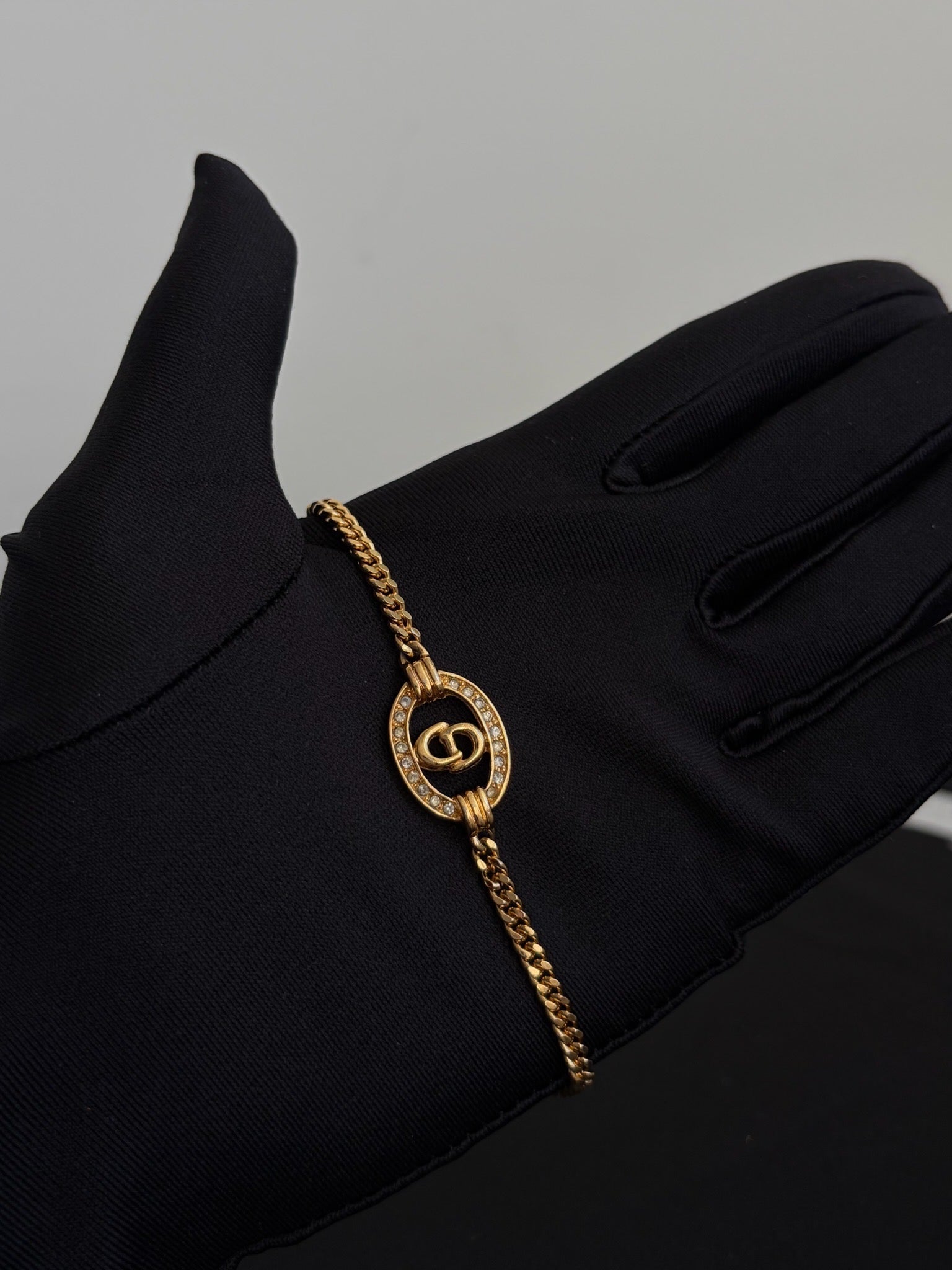 Dior Gold Crystal Oval CD Bracelet image 1