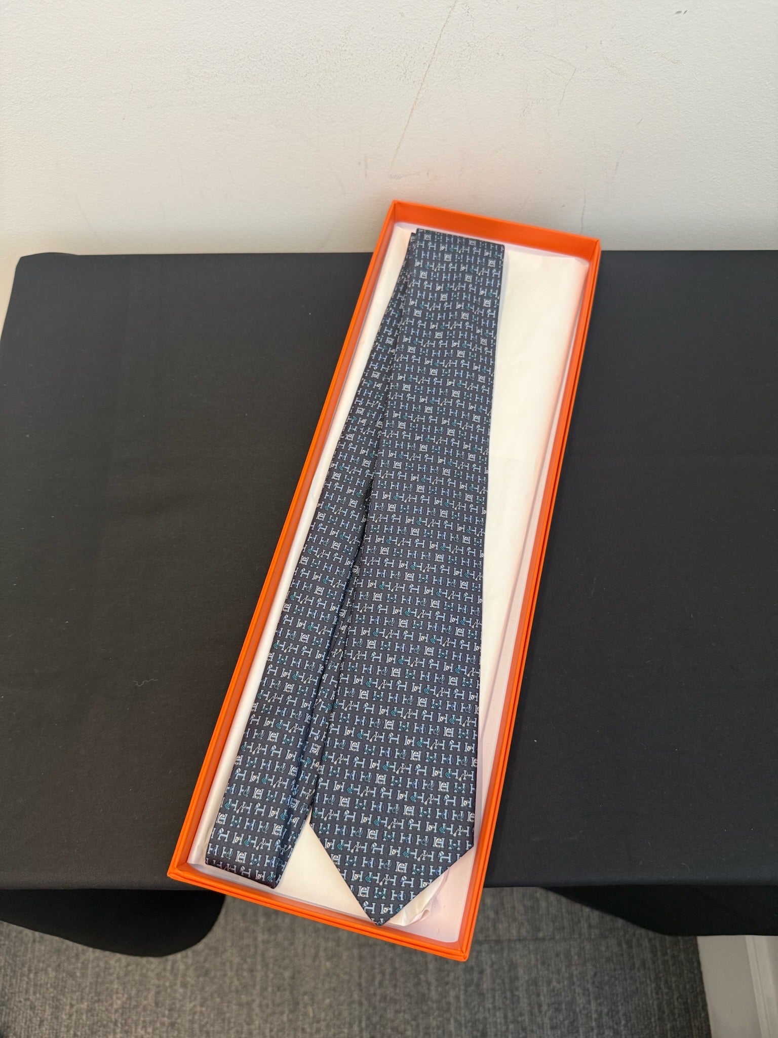 Hermès Twill Tie 7 - Bleu Gris Ciel Bleu image 1