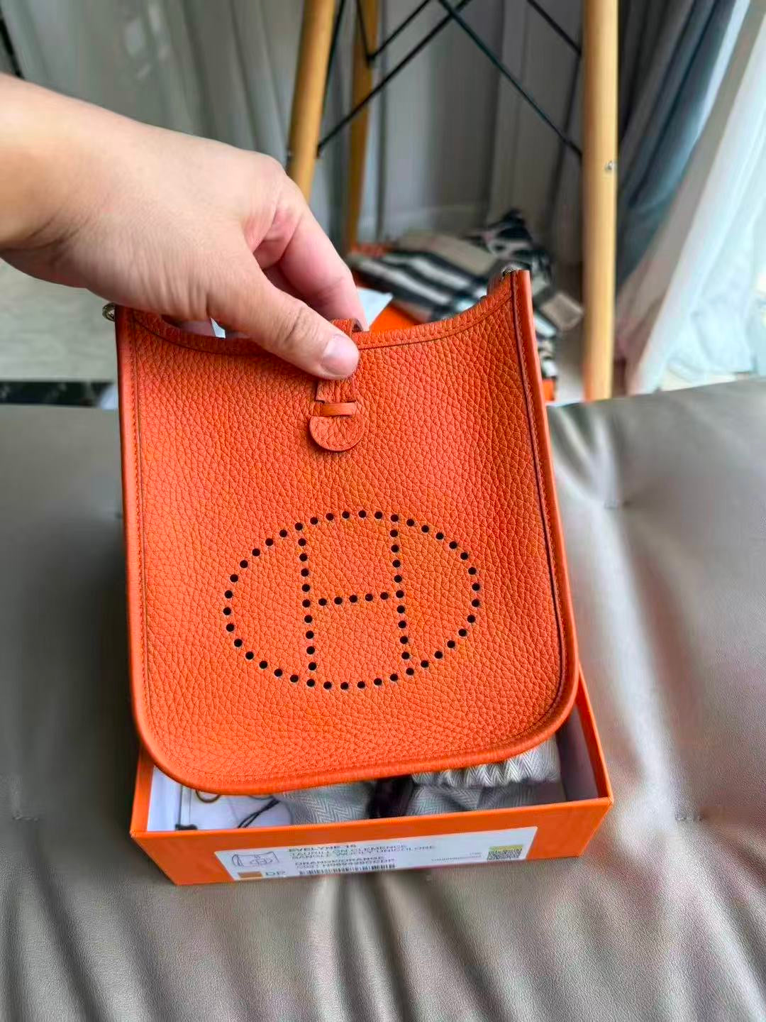 Hermès Mini Evelyne Orange