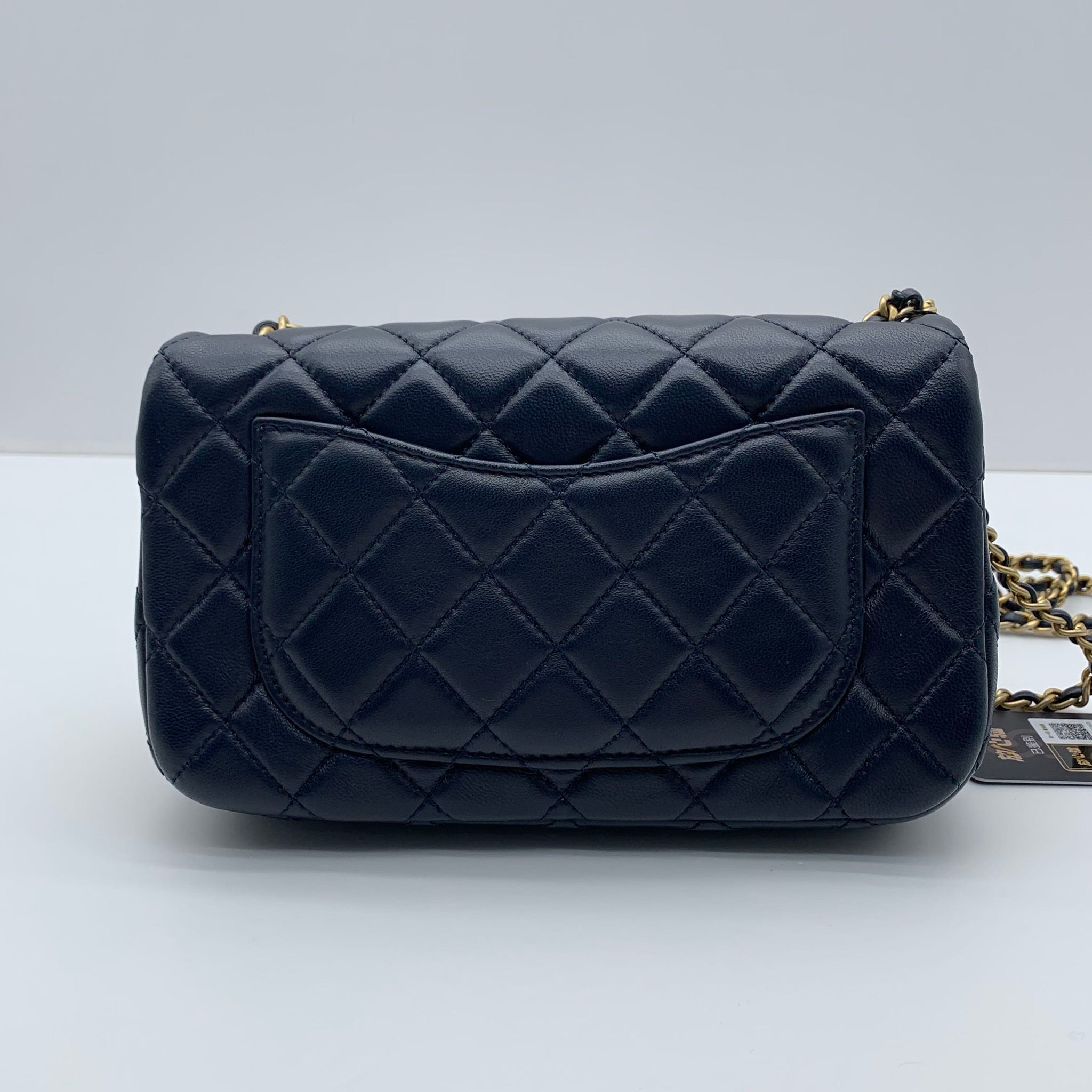 Chanel Mini Classic Flap Rectangle Navy Blue Lambskin Bag image 2