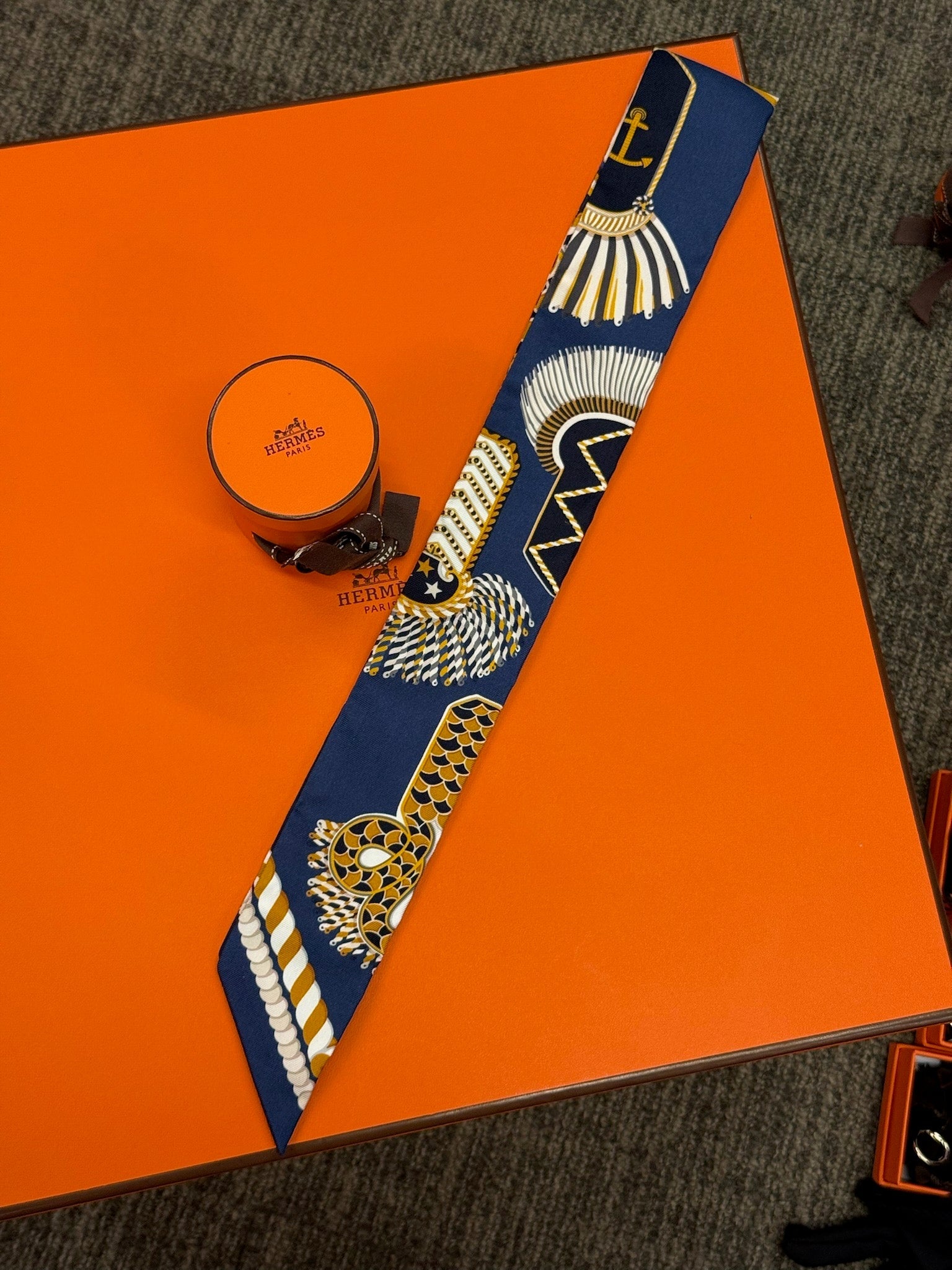 Hermès Twilly - Navy, Gold & White Nautical Print image 2