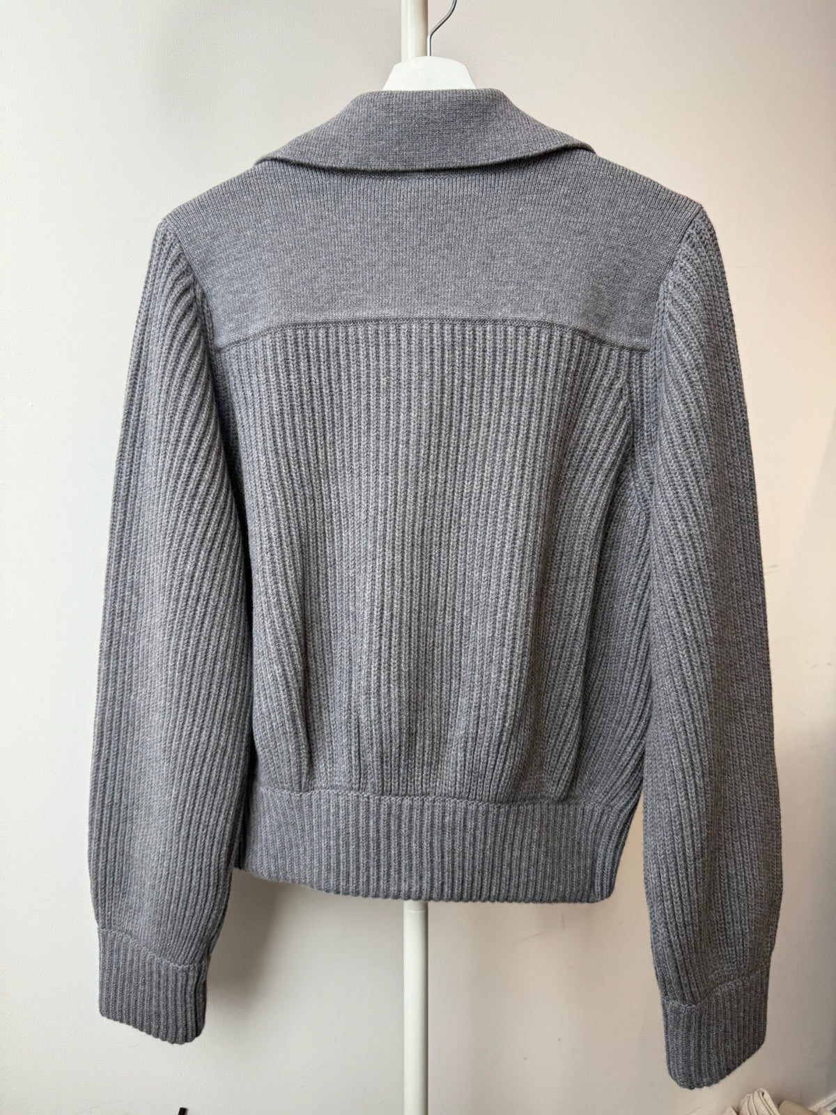 Size 40 - Hermès Veste Maille Softer W Blanc Nature Knit Zip-Up Jacket - Grey image 2