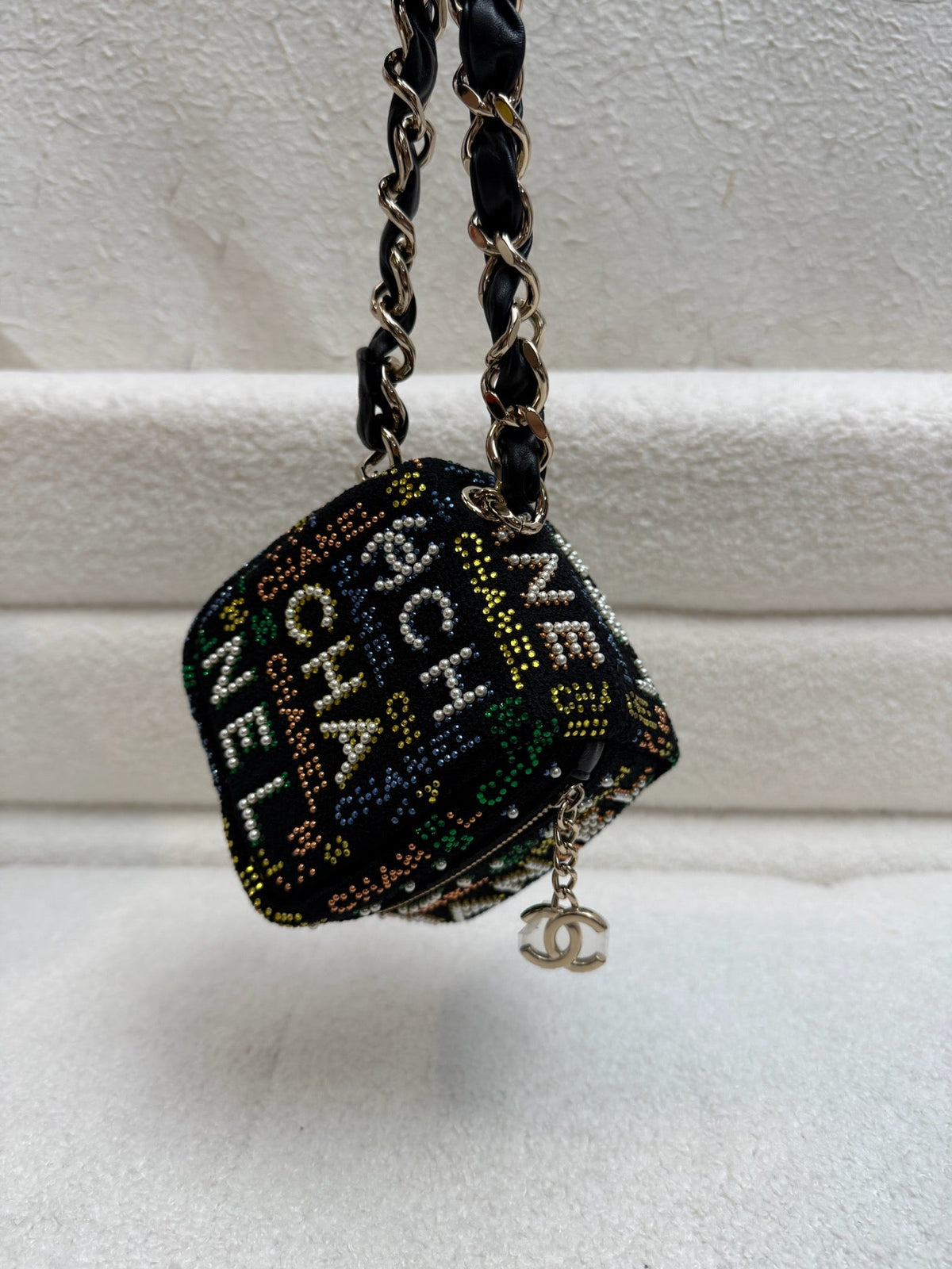 Chanel Mini Embellished Tweed Vanity Case - Black / Multicolor image 2