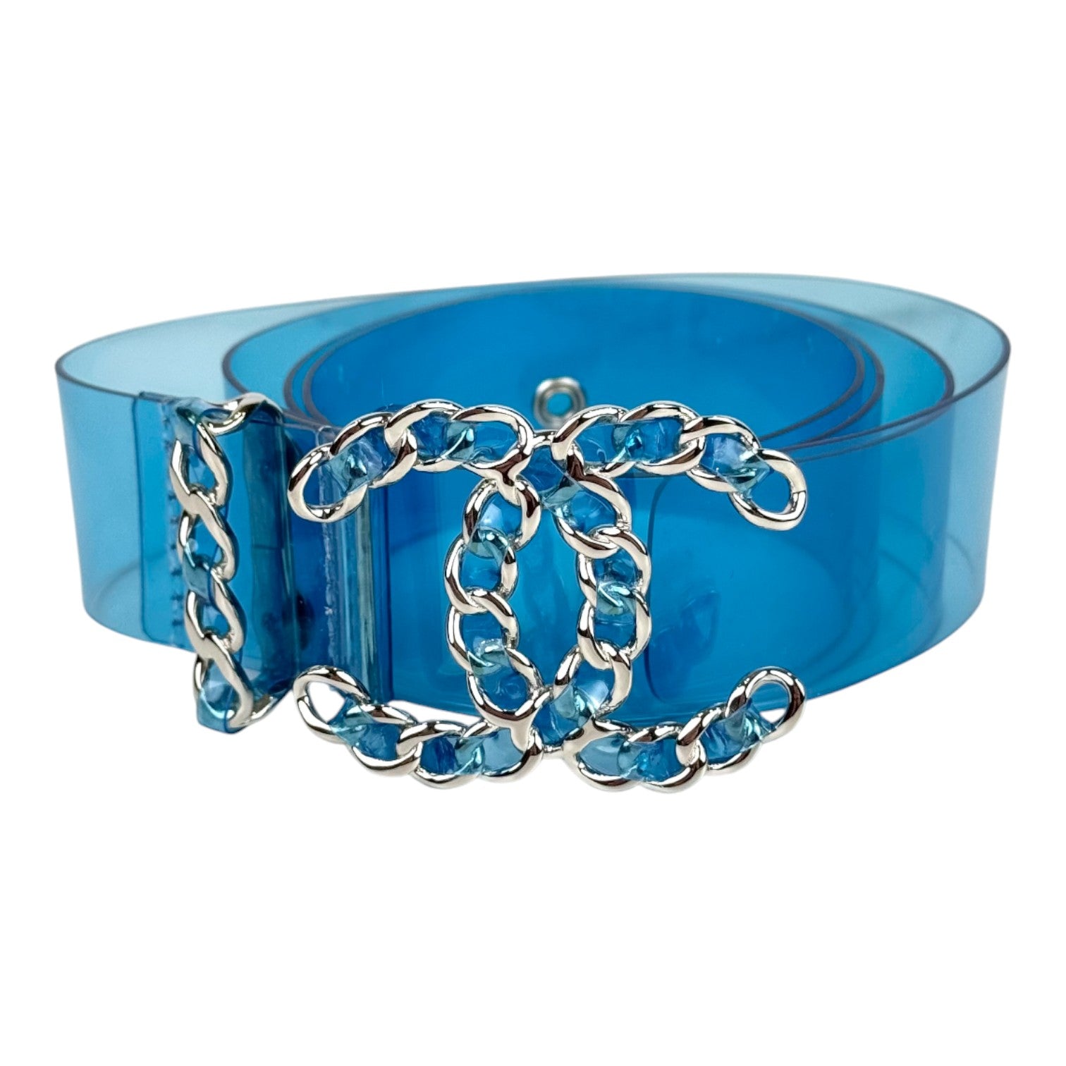 Chanel Blue CC Logo Runway PVC Belt 18C