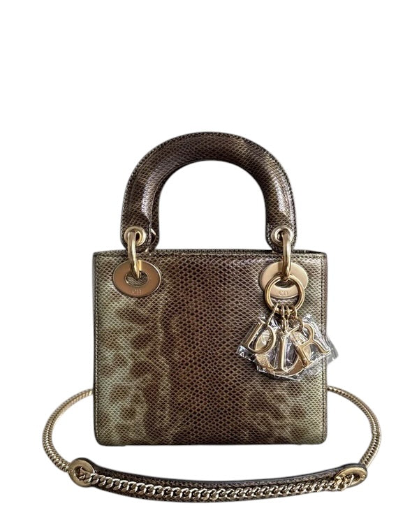DIOR LADY MINI - EXOTIC OMBRE LIZARD GOLD HARDWARE SYCMDA107