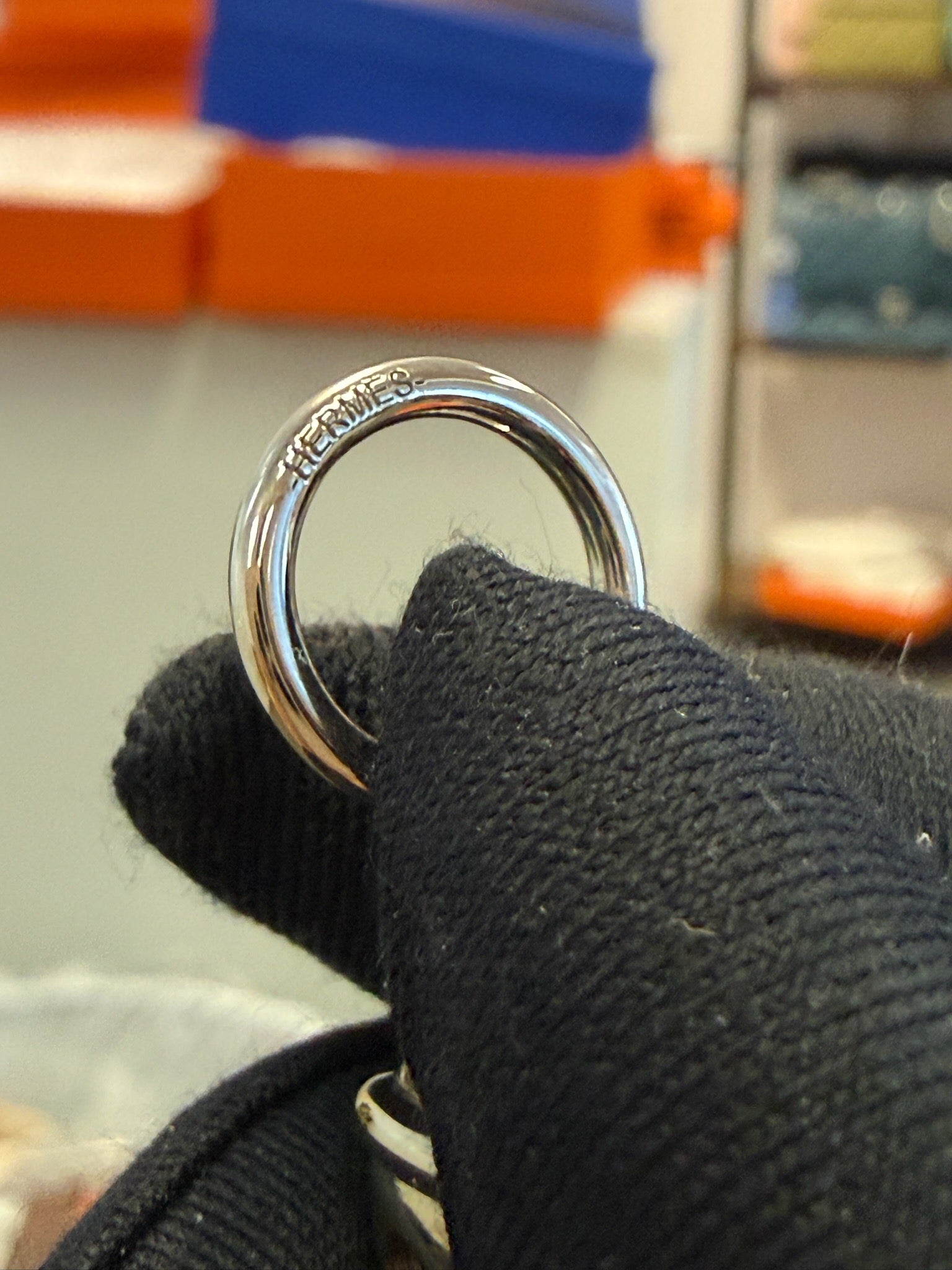 Hermès Miniature Charm Key Ring - Silver Tone image 3