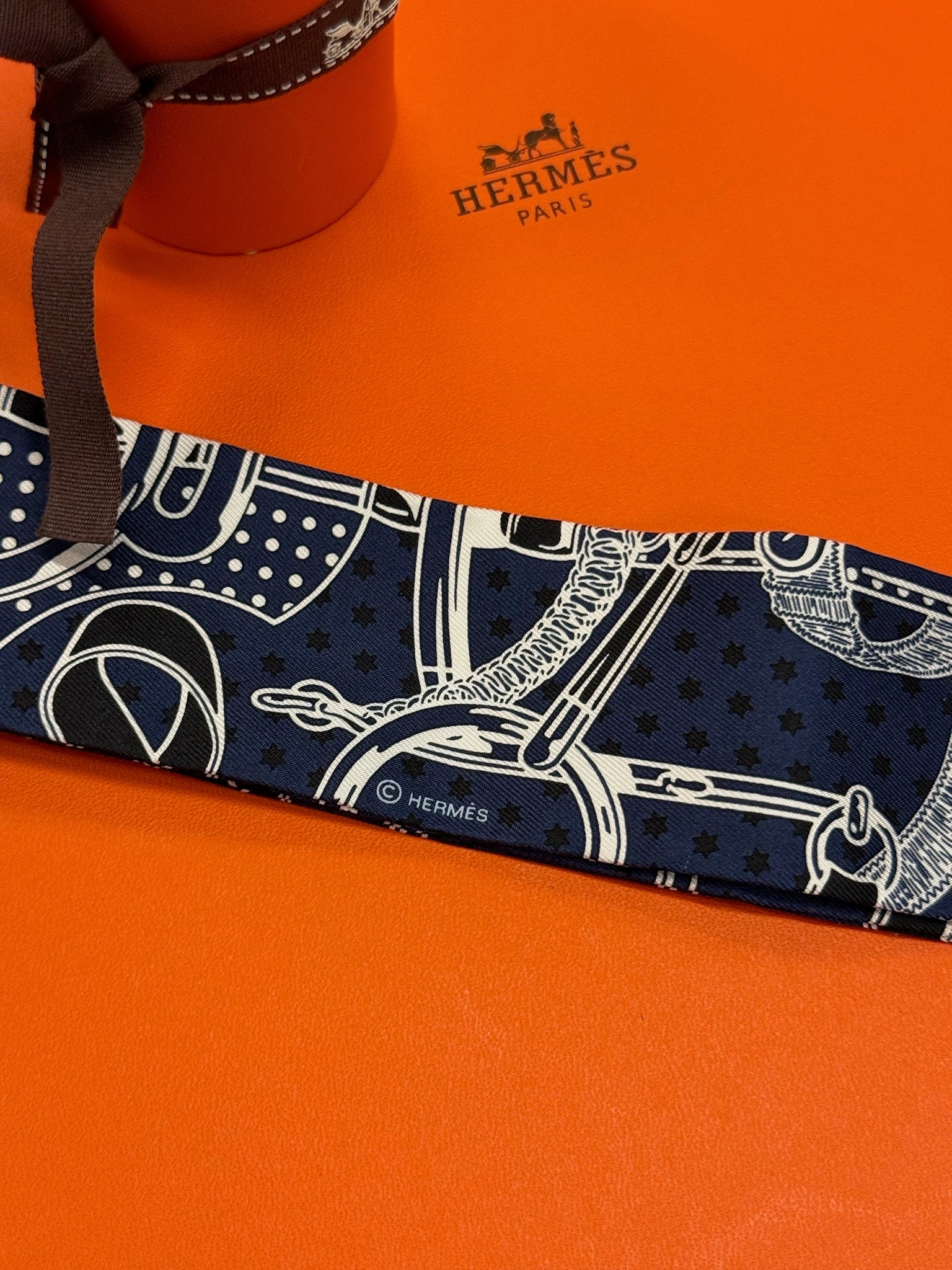 Hermès Twilly - Navy & Khaki Bandana Print image 3