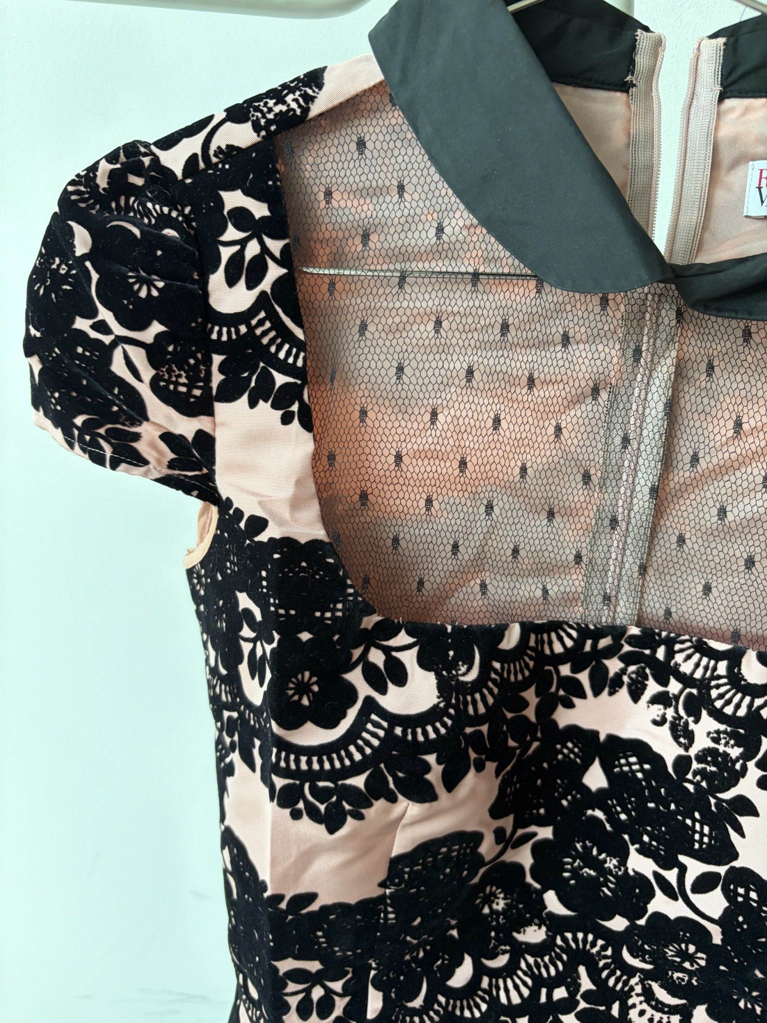 Red Valentino Pink and Black Lace Dress image 3