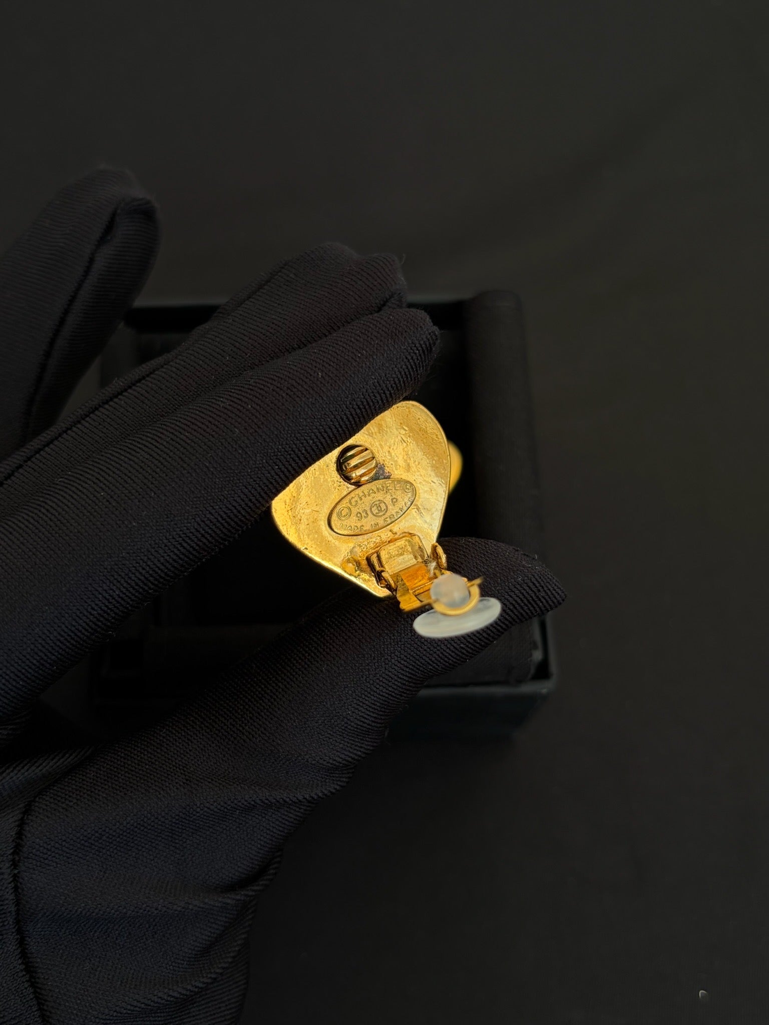 Chanel Gold Glossy Heart CC Ear Clips image 3
