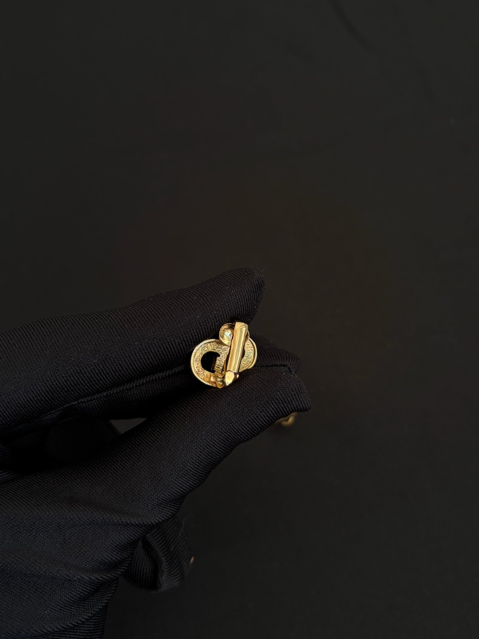 Dior Gold Crystal CD Logo Ear Clips image 3