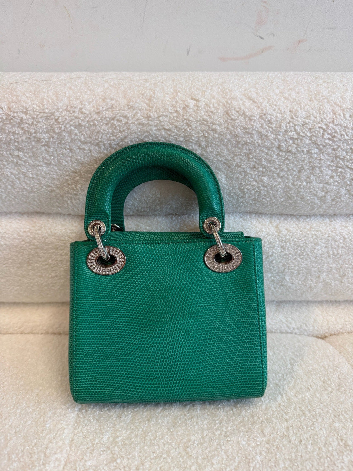 Dior Lady Dior Lizard - Green With Diamond image 3
