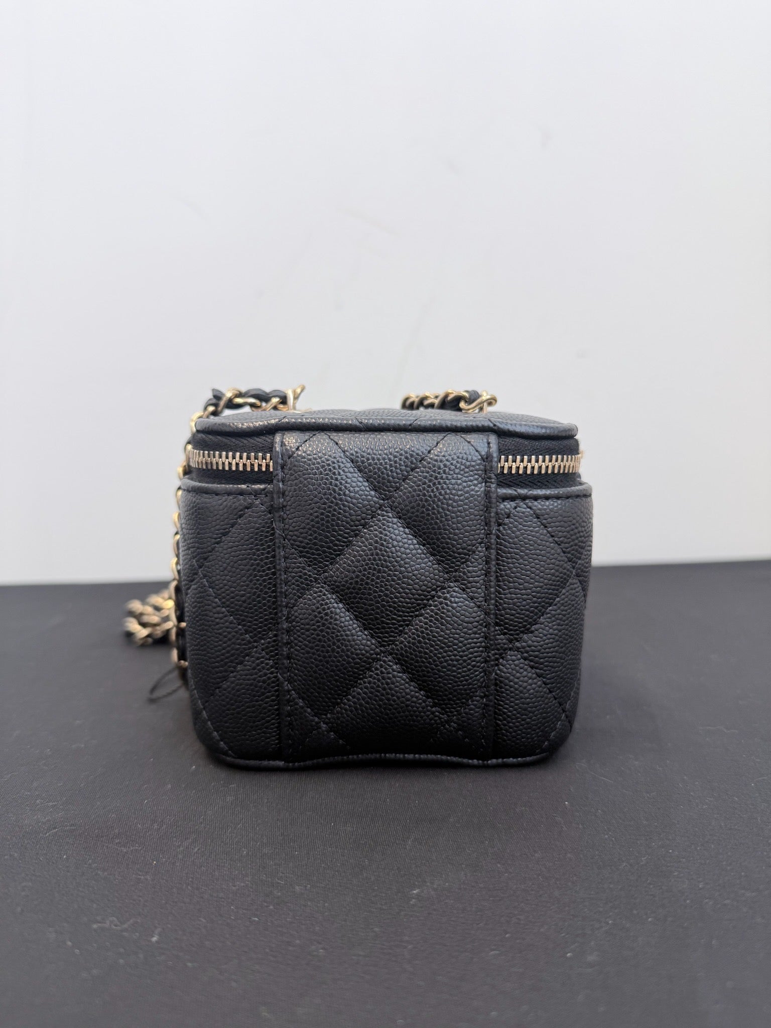 Chanel Black Lambskin Mini Vanity Case with Top Handle image 3