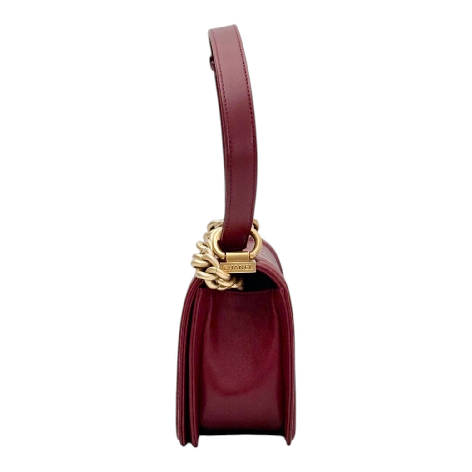 Chanel Small LeBoy in Burgundy Lambskin with Gold hardware