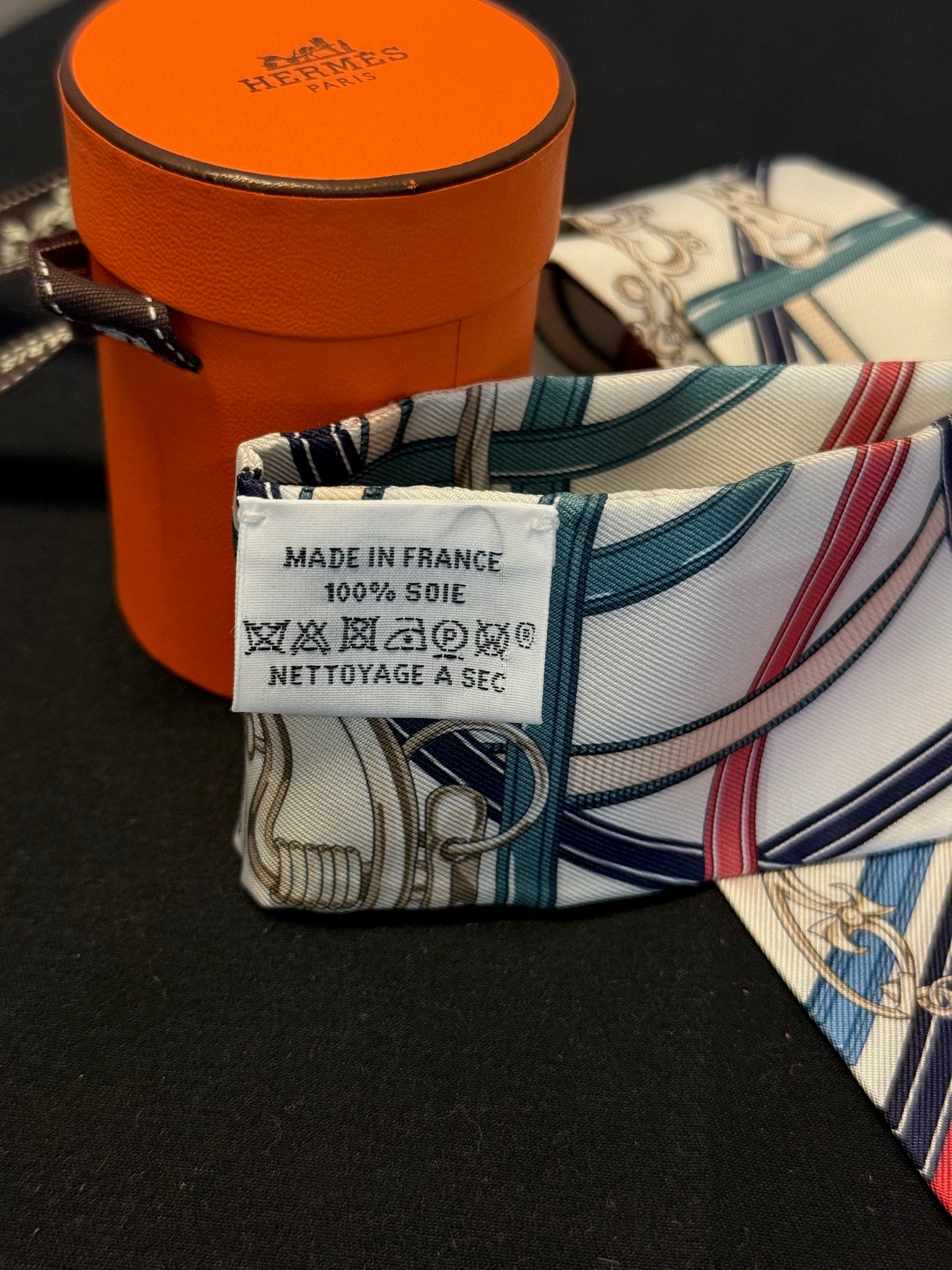 Hermès Twilly - Ivory, Blue & Red Equestrian Print image 4