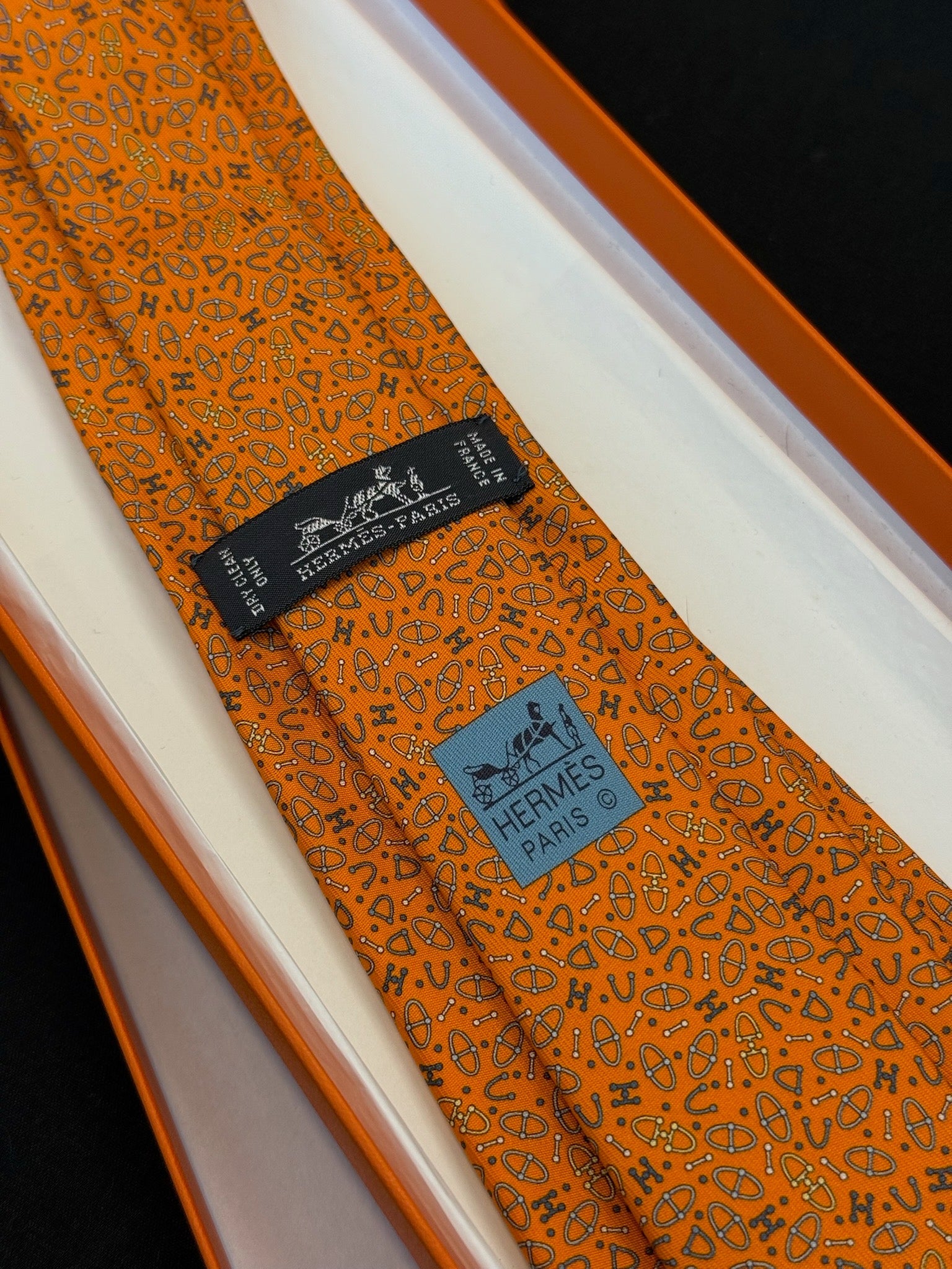 Hermès Silk Tie - Orange Equestrian Print image 4