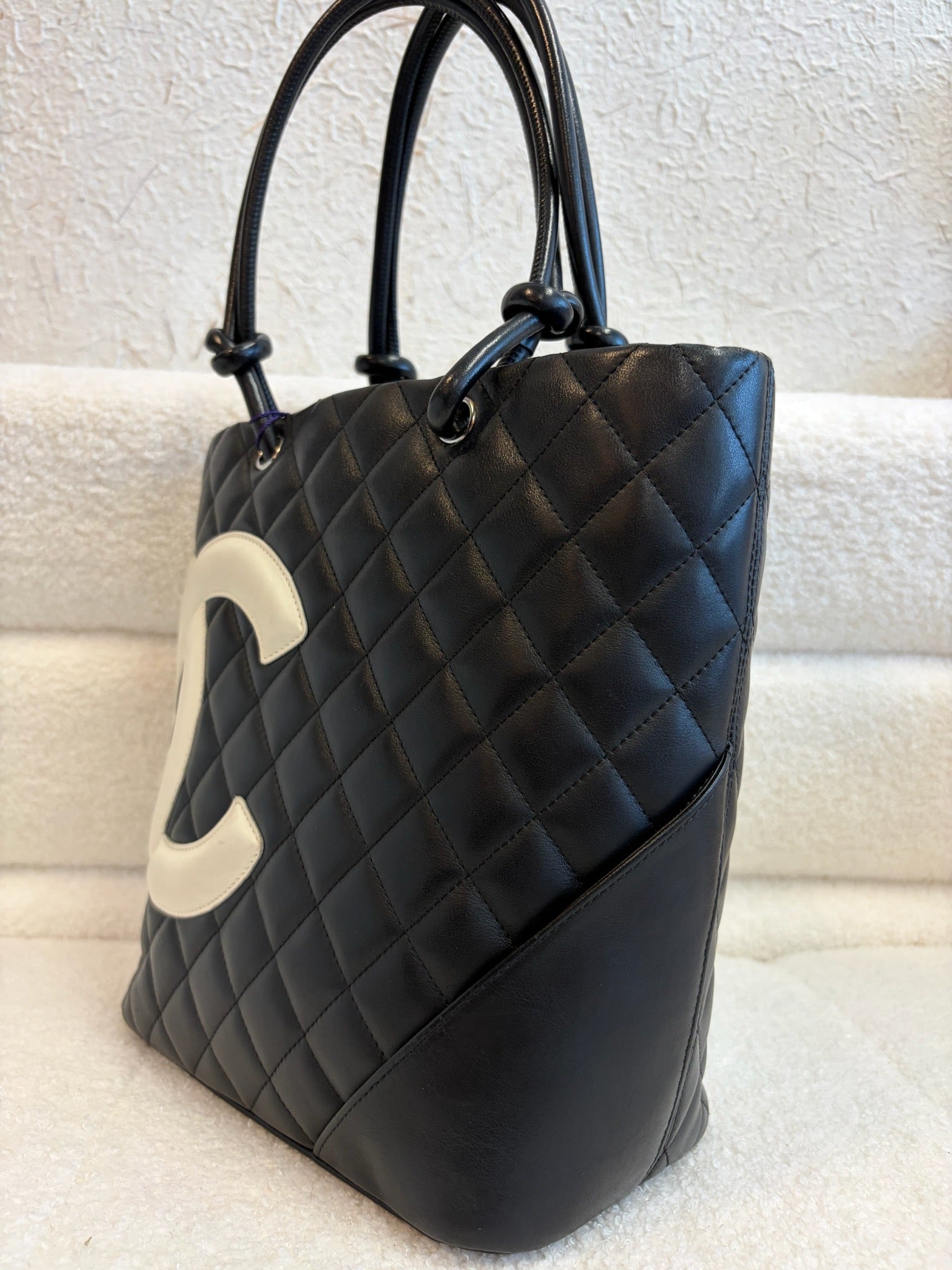 Chanel Cambon Tote Black with White Logo image 4