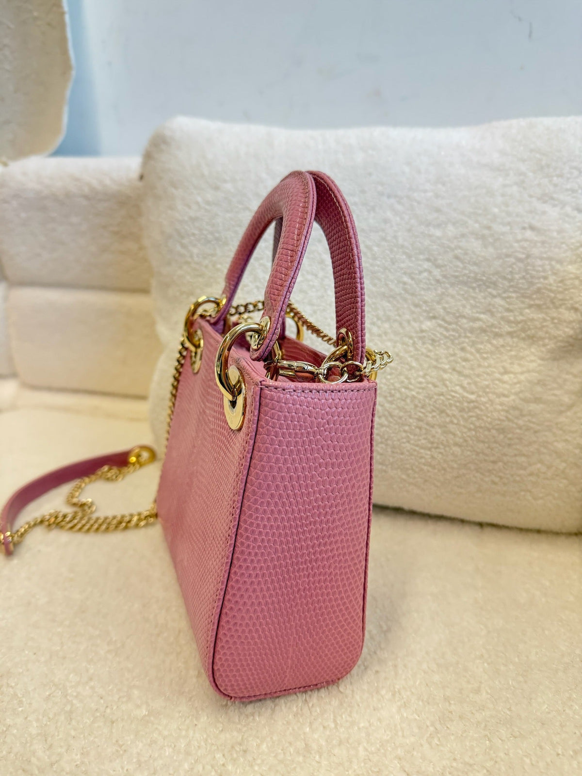 Christian Dior Mini Lady Dior Lizard - Pink Purple image 4