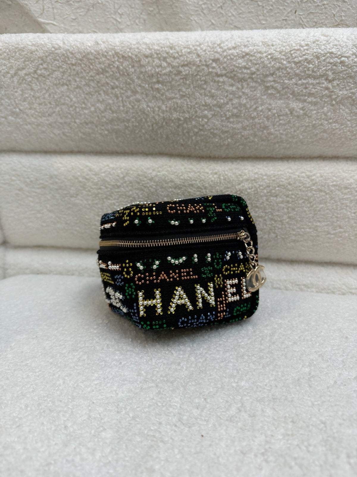 Chanel Mini Embellished Tweed Vanity Case - Black / Multicolor image 4