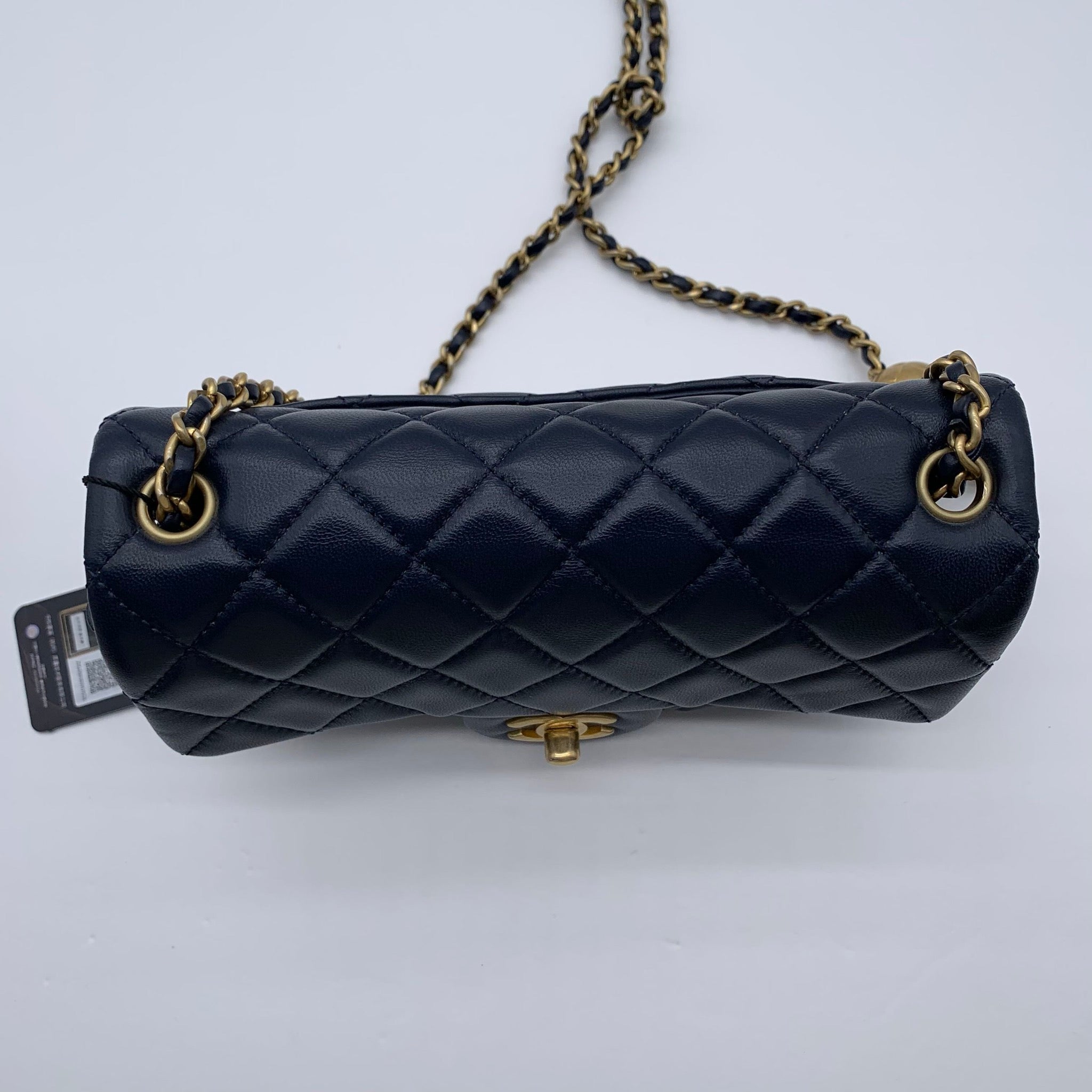Chanel Mini Classic Flap Rectangle Navy Blue Lambskin Bag image 5