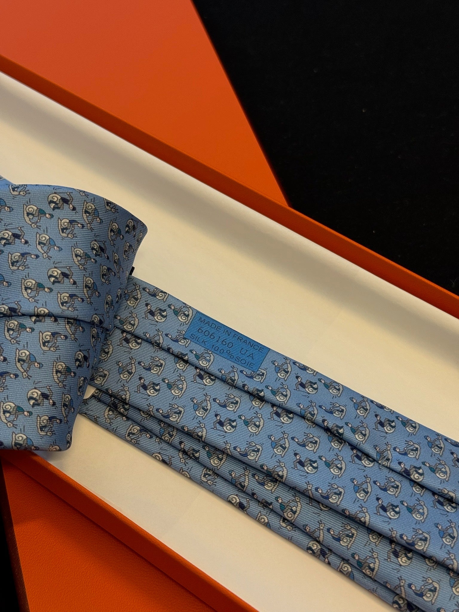 Hermès Le Scoot Silk Tie – Ciel / Marine / Azur image 5