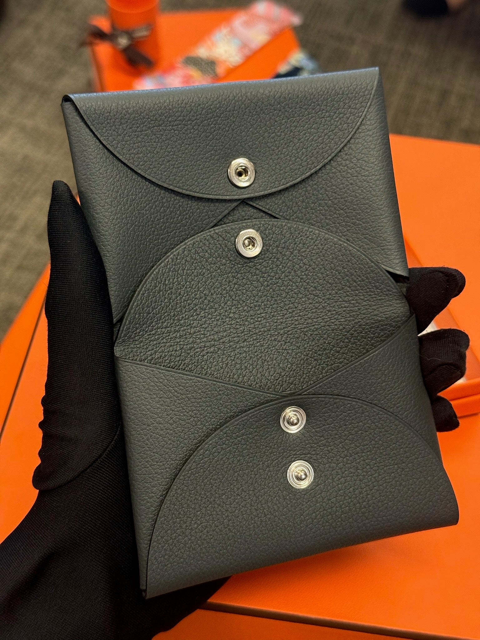 Hermès Calvi Card Holder - Dark Grey image 5