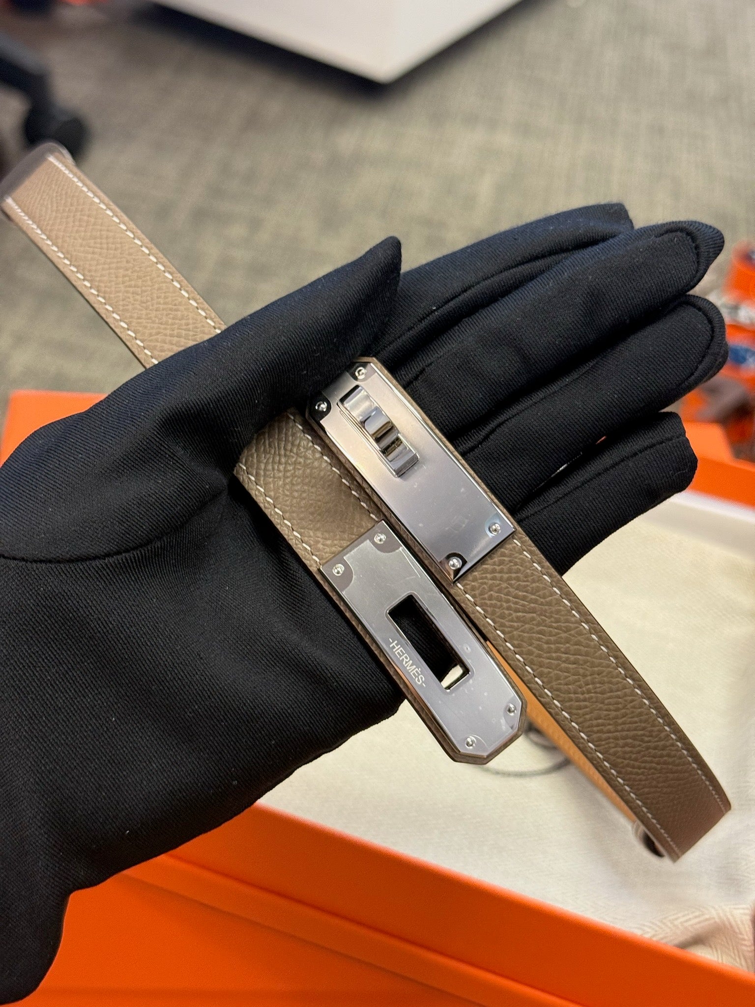 Hermès Leather Belt - Etoupe / Brown image 5