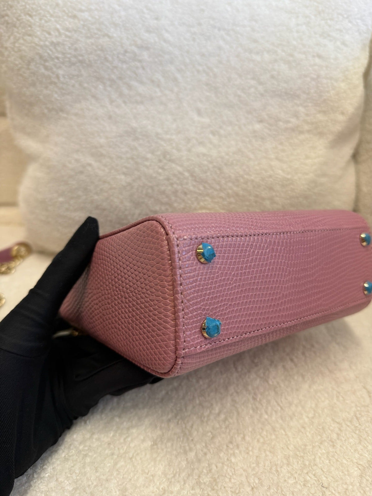 Christian Dior Mini Lady Dior Lizard - Pink Purple image 5