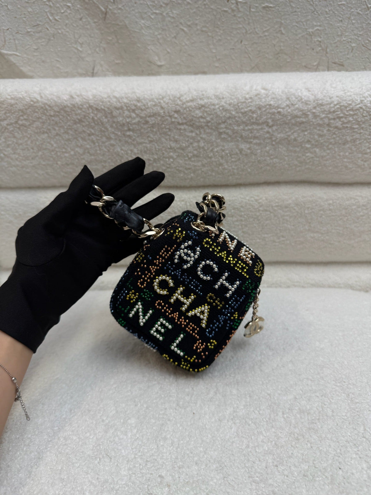 Chanel Mini Embellished Tweed Vanity Case - Black / Multicolor image 5