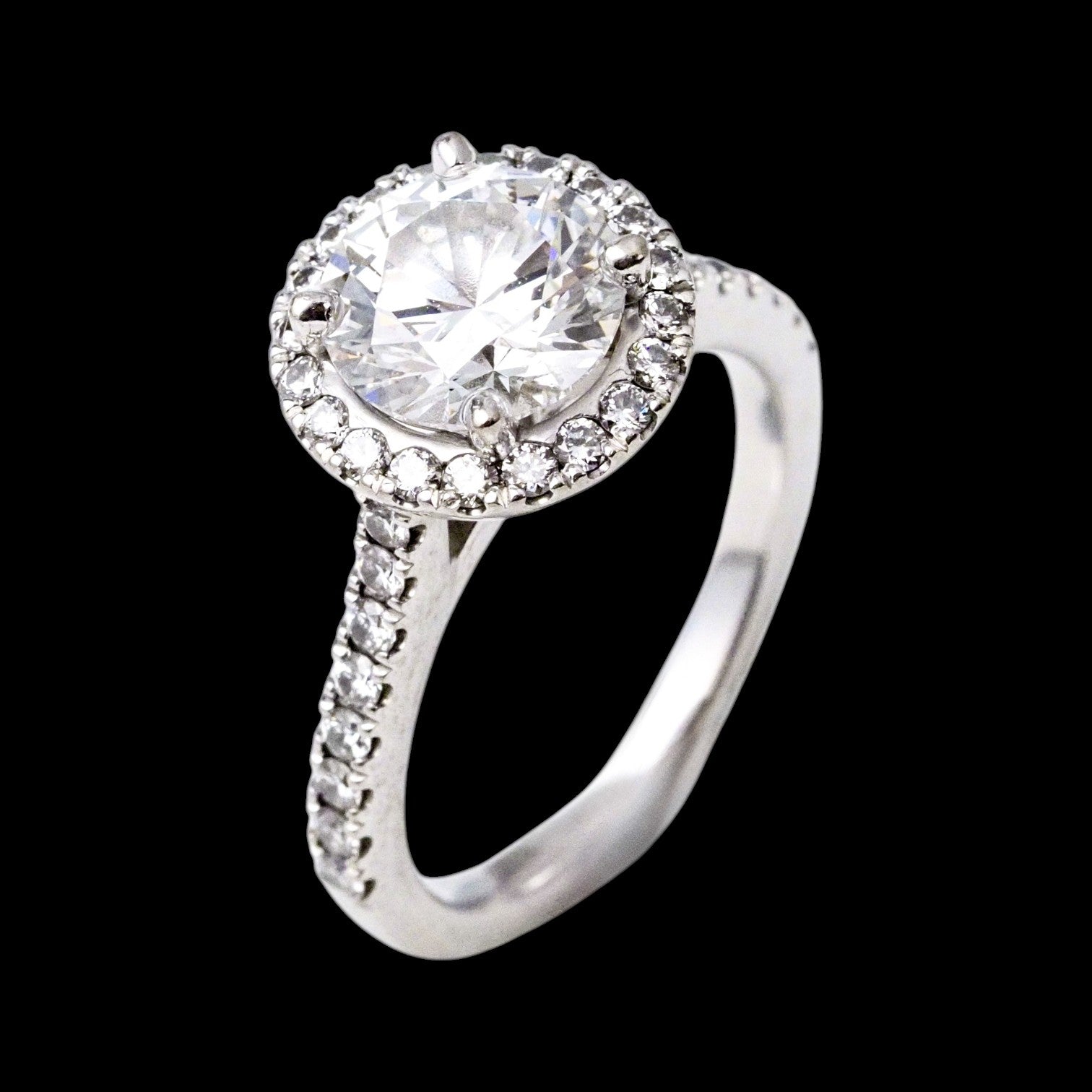 2.01ct GIA & 0.443ct natural White Diamond Ring set in 18K White Gold