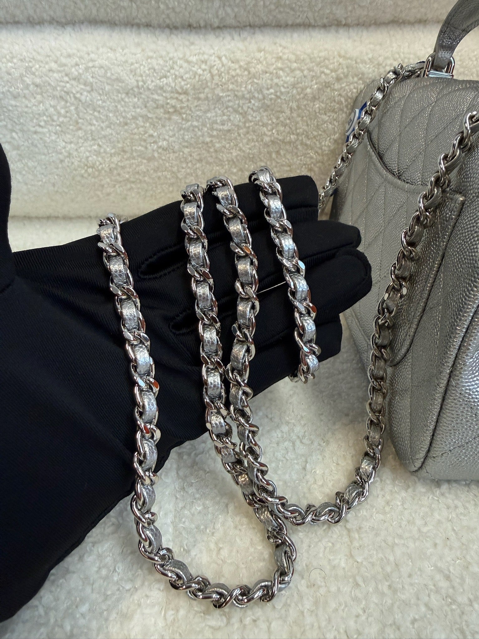 Chanel Mini Top Handle Flap Bag - Silver image 7