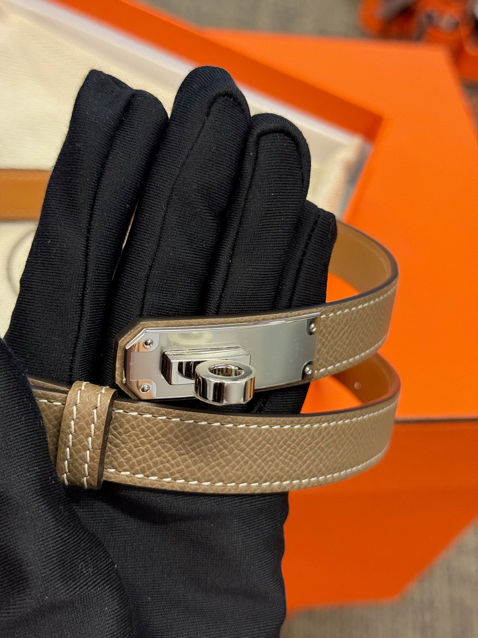 Hermès Leather Belt - Etoupe / Brown image 7