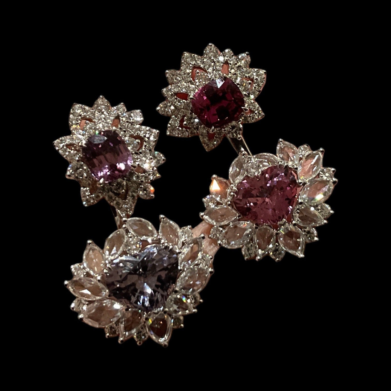 8.60ct Natural Spinel & 4.19ct Diamond Earrings set in 18K White Gold