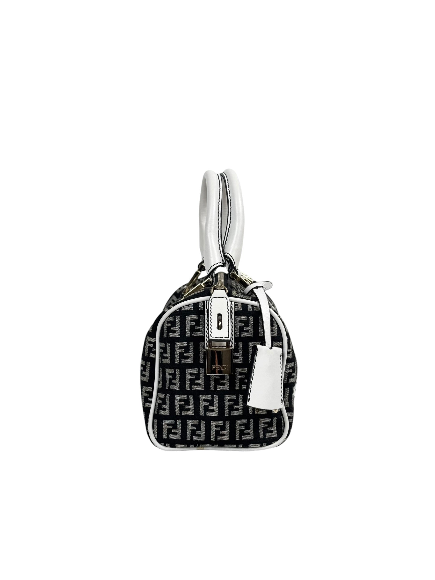 Fendi Boston Mini with White Leather Trim