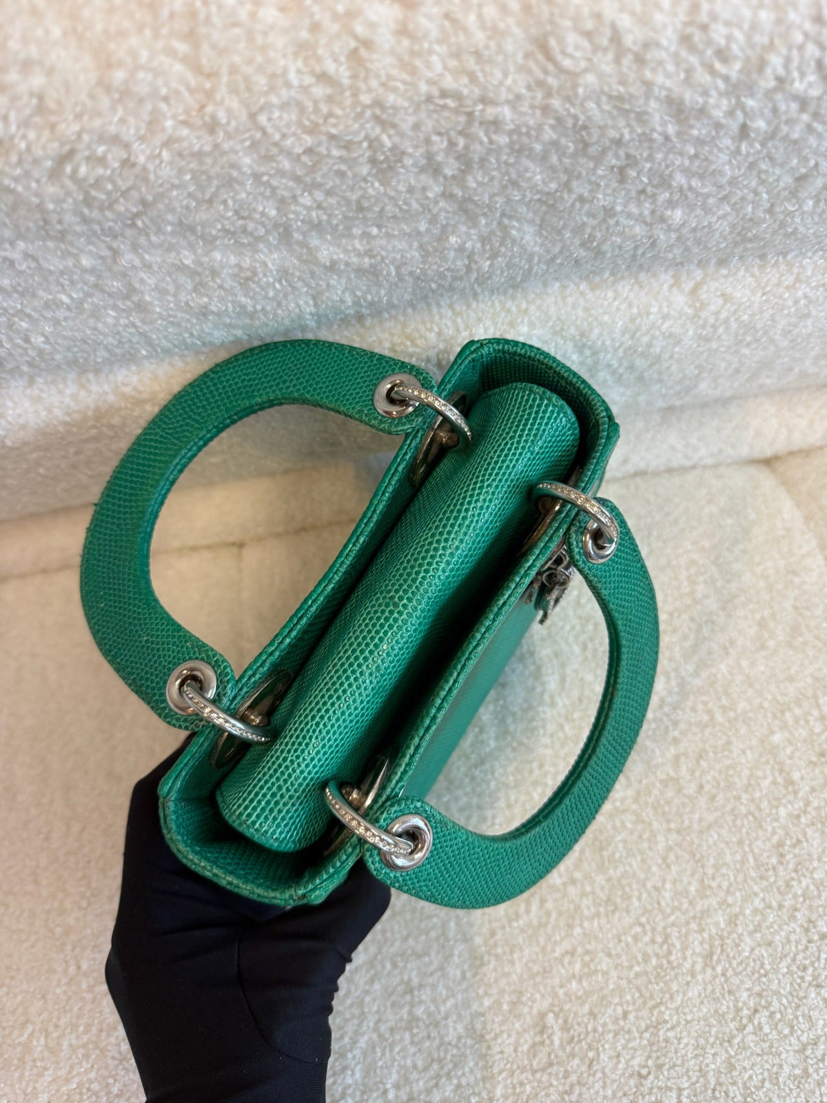 Dior Lady Dior Lizard - Green With Diamond image 8