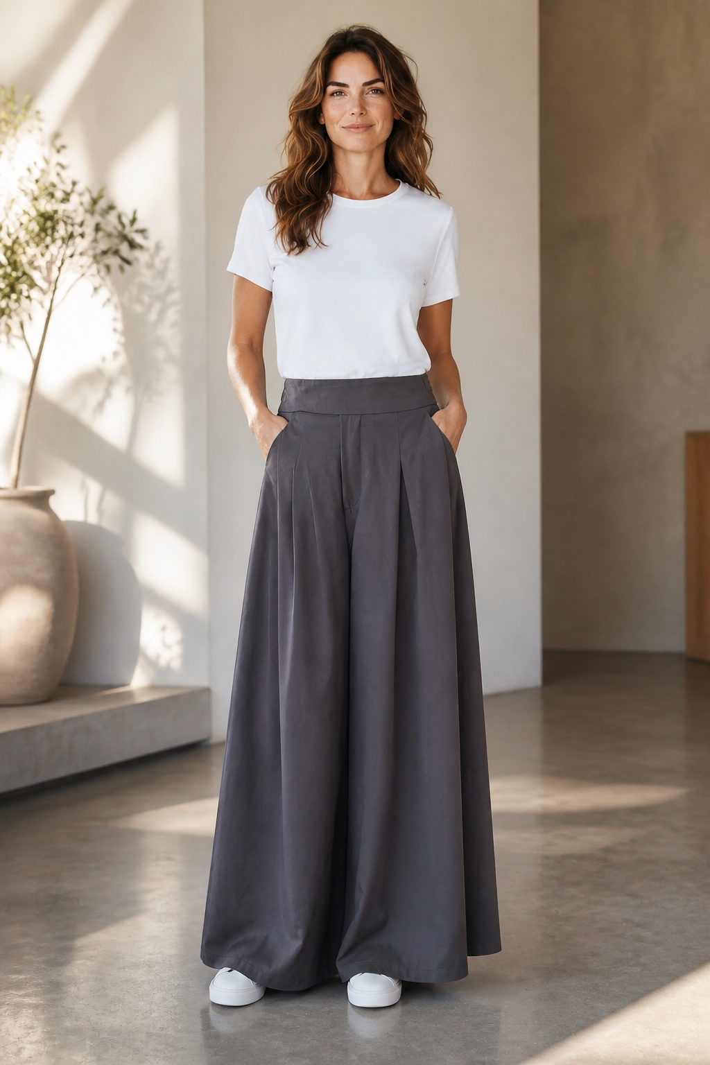 NRE Trouser Grey Wide Leg DXBS6433