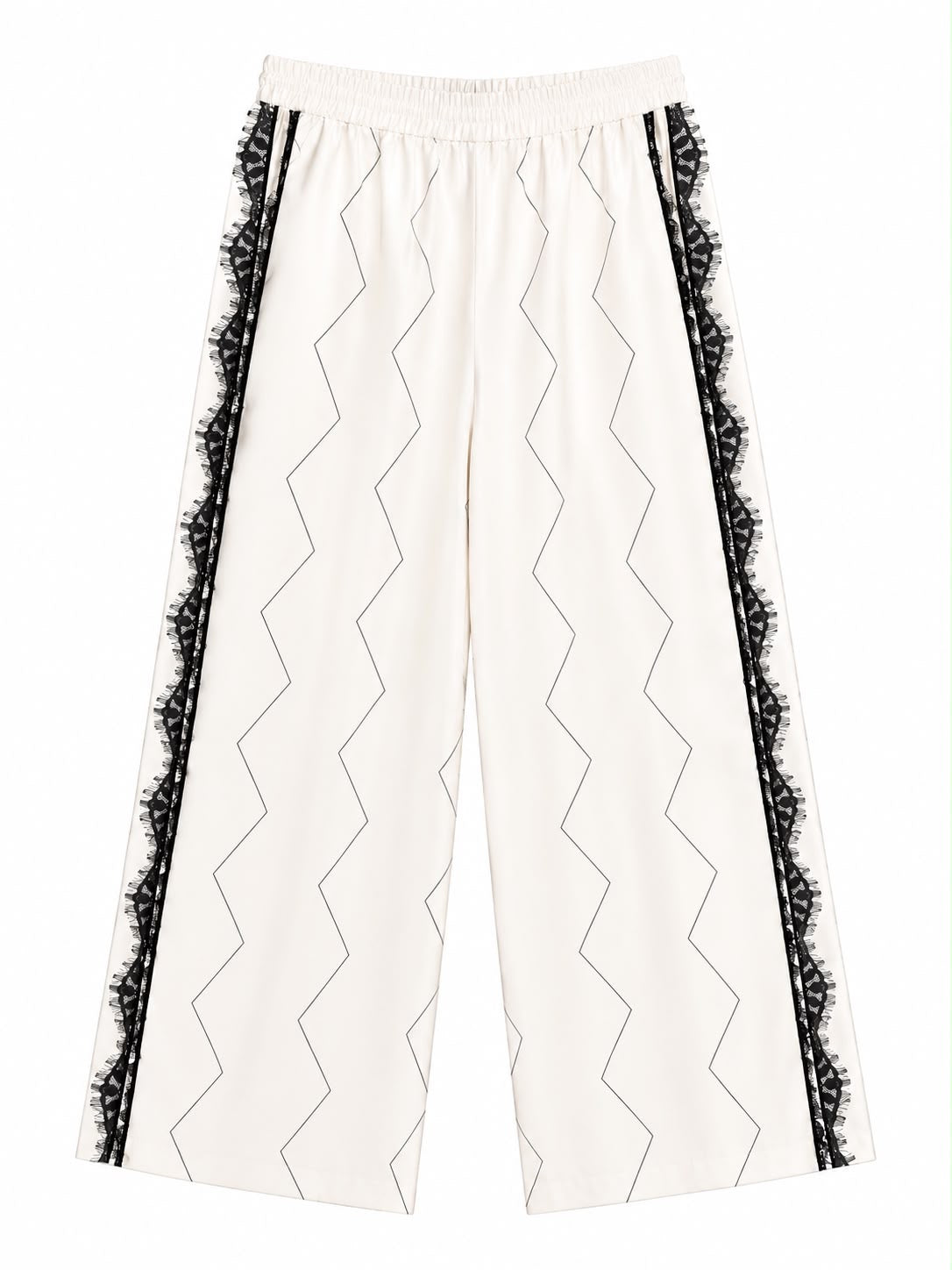 TROUSER ZIG ZAG WHITE BLACK LACE PIPPING MCL12791