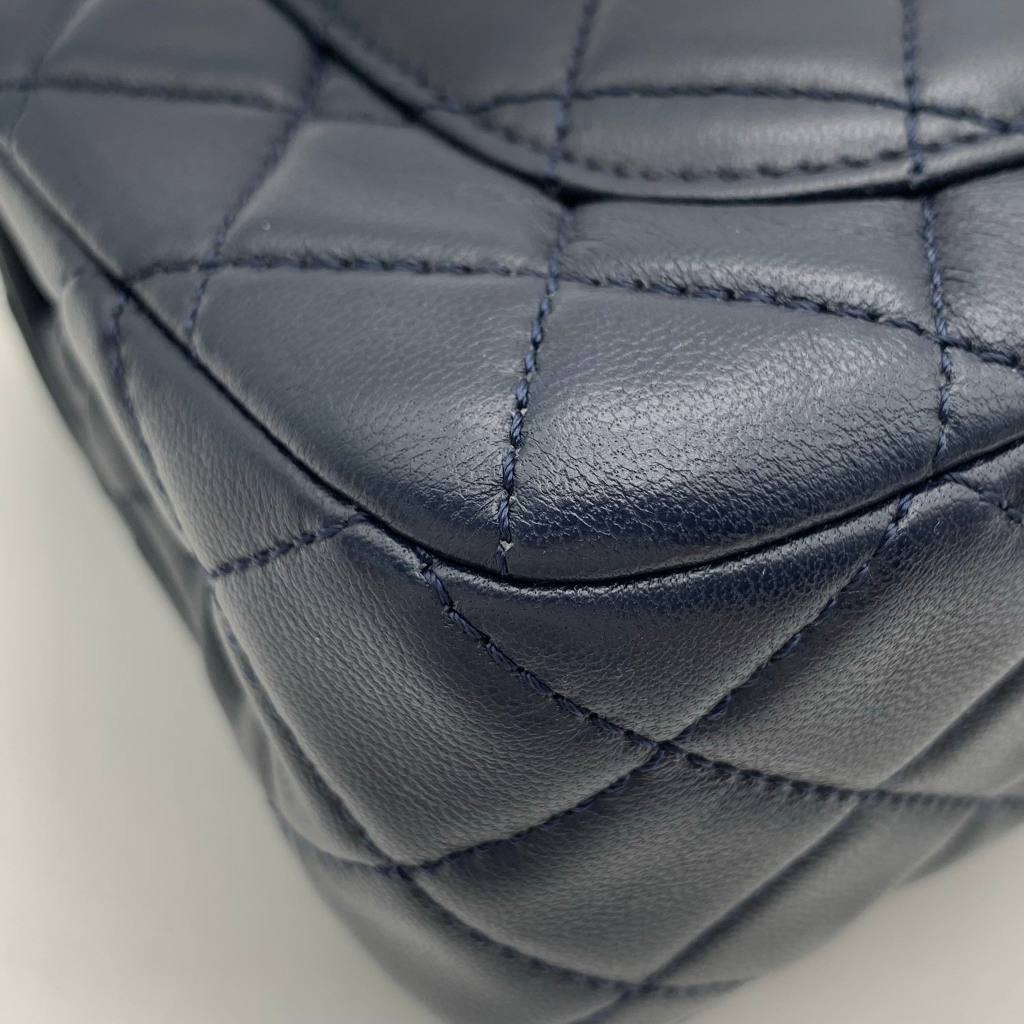 Chanel Mini Classic Flap Rectangle Navy Blue Lambskin Bag image 9