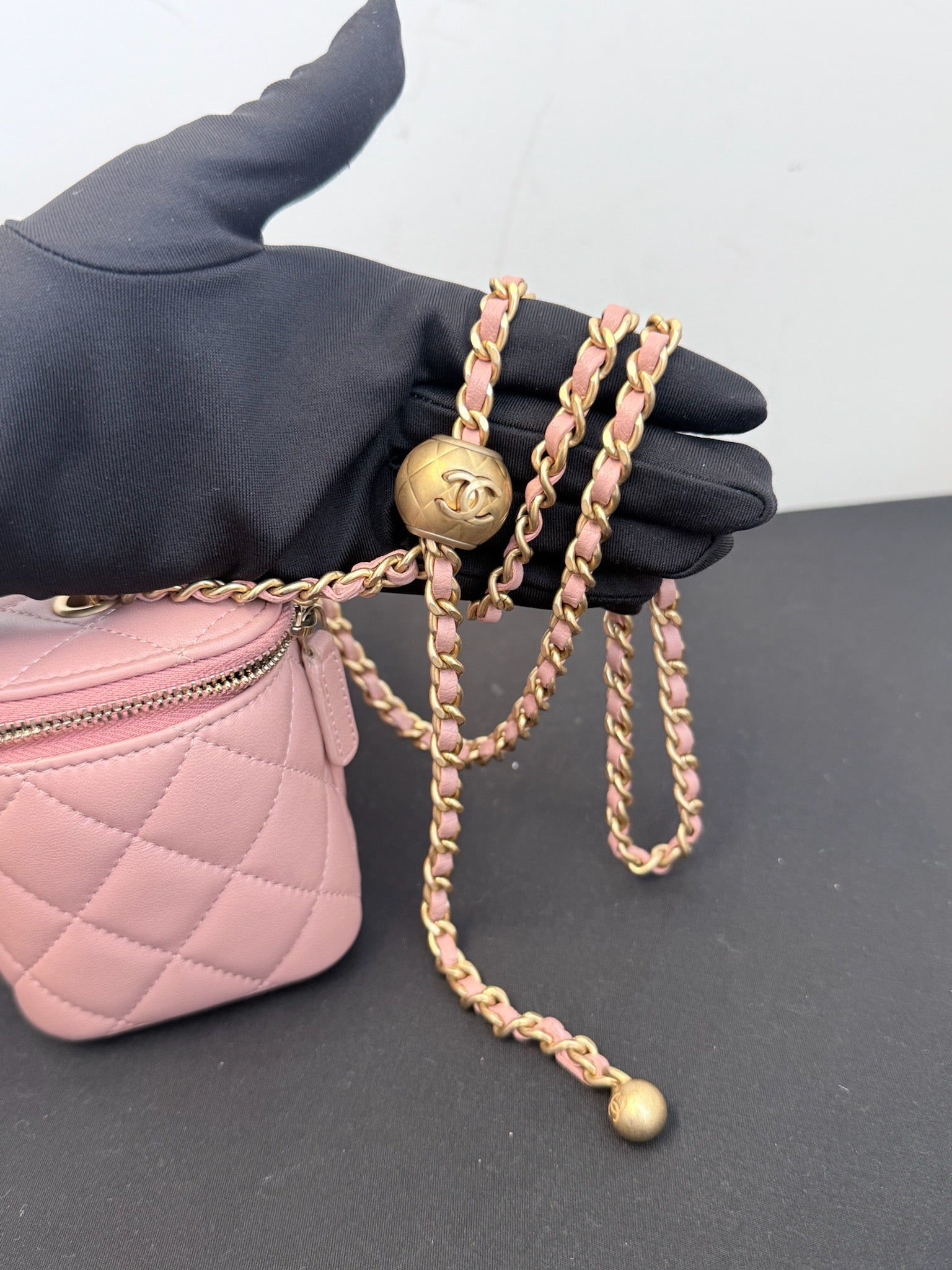 Chanel Pink Lambskin Vanity Case with Gold Hardware image 9