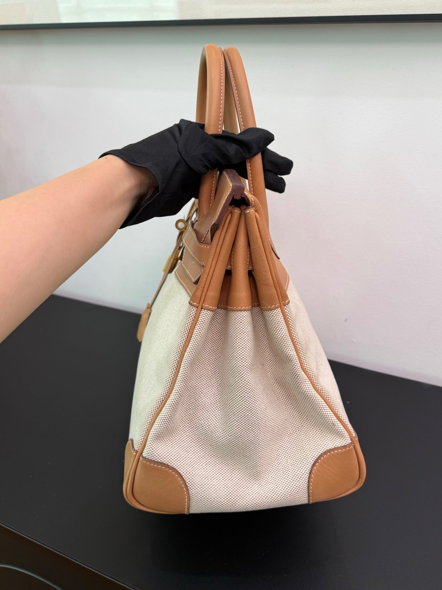 Hermès Birkin 35 Toile & Natural Leather GHW