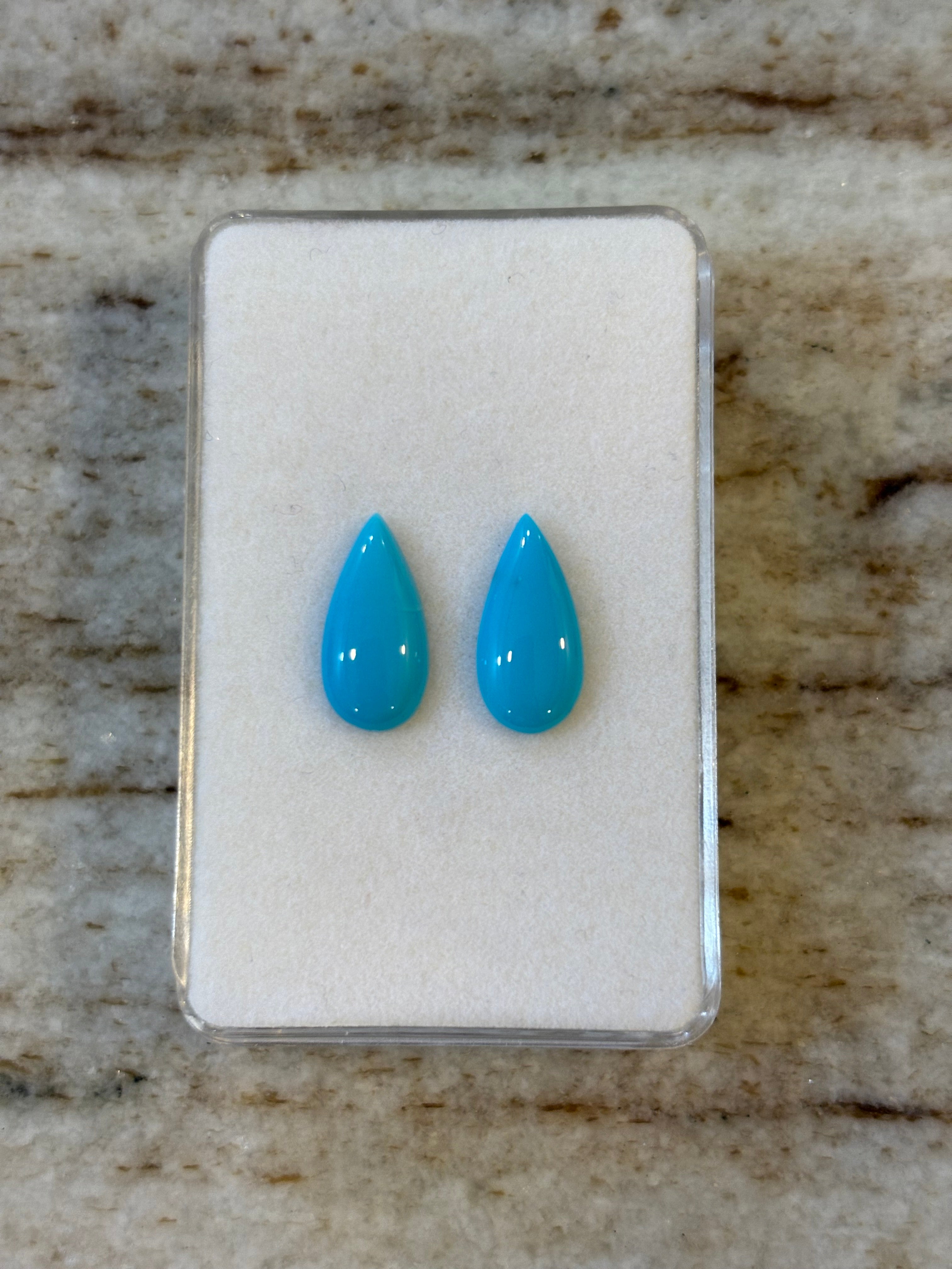 3.05ct Pear Sleeping Beauty Turquoise Arizona PAIR DXBCS5721