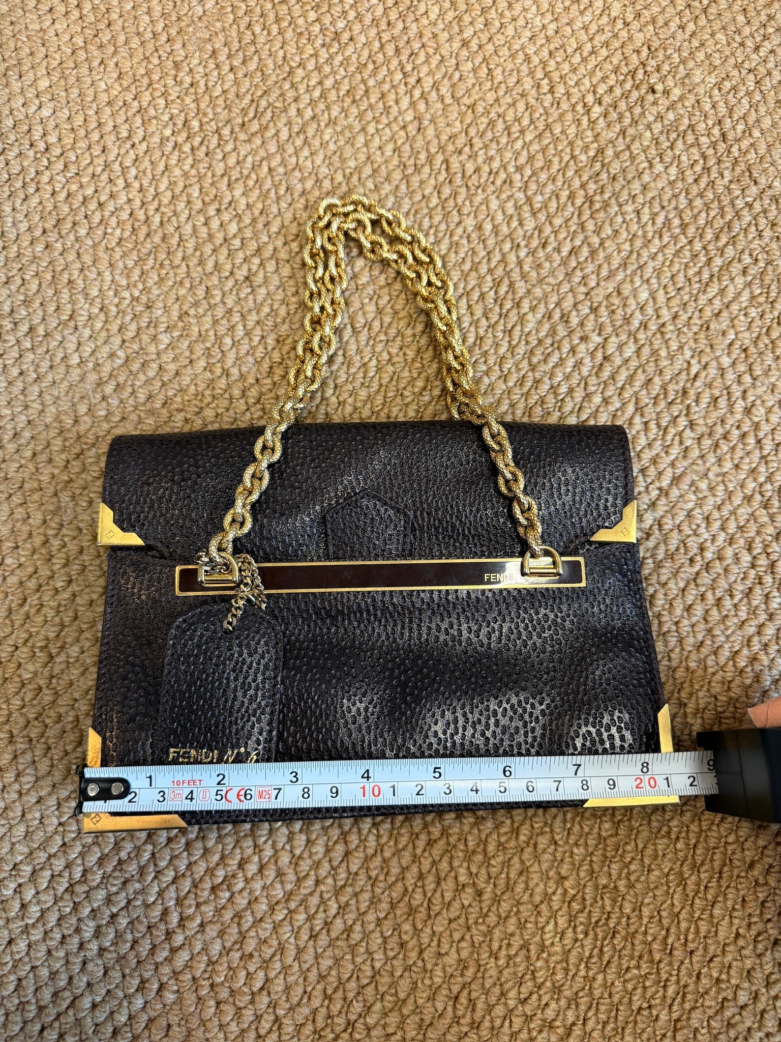 Fendi Peekaboo Mini Handbag with Chain Strap