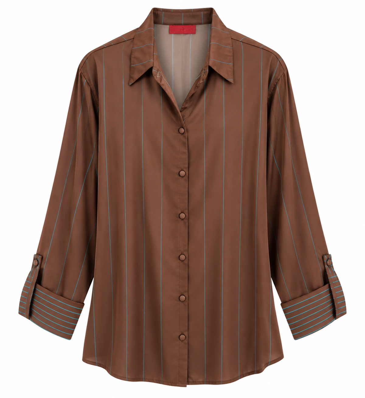 SHIRT KENZA PINSRTIPES BROWN TURQUOISE MCL13351