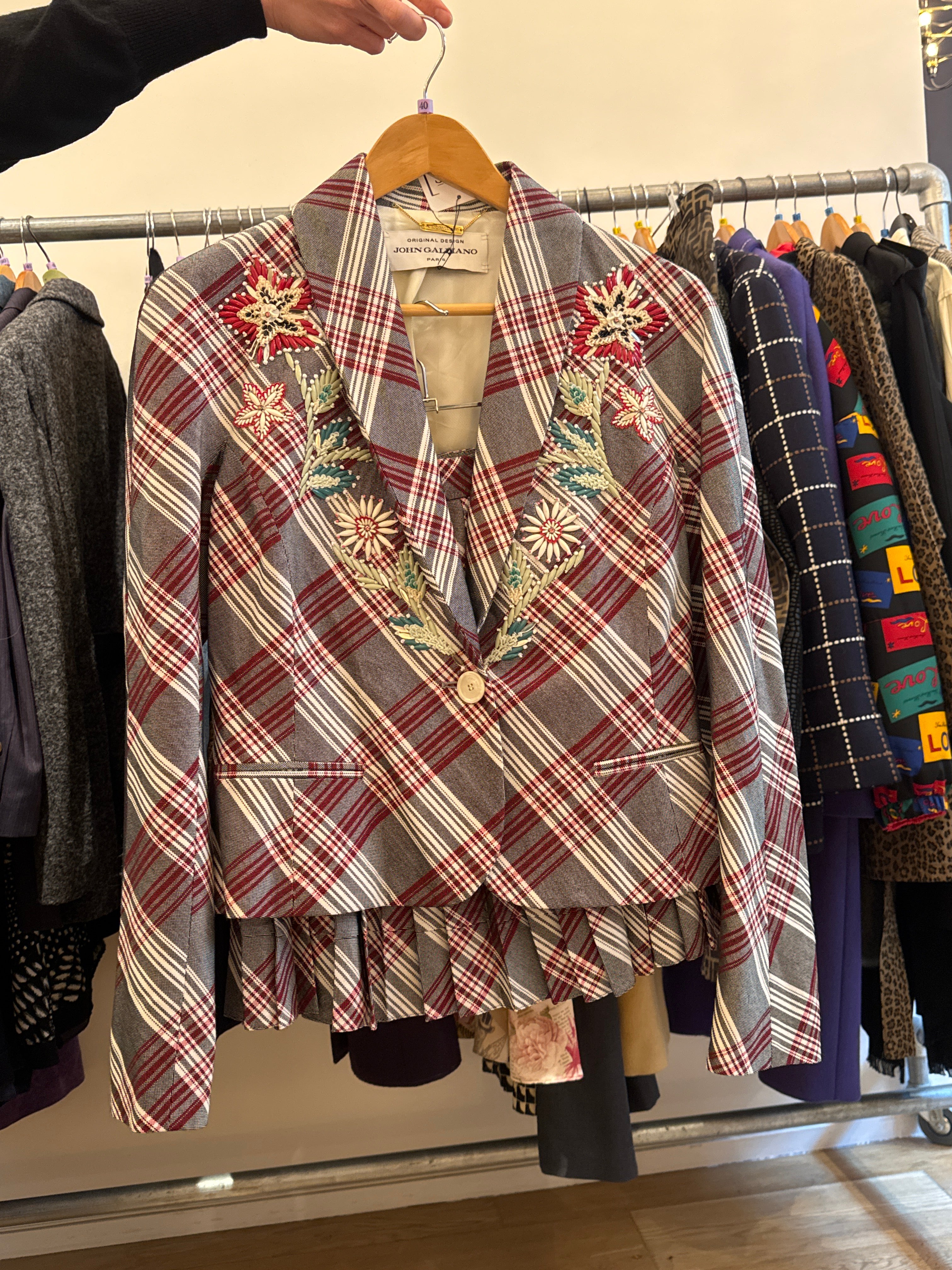 JOHN GALLIANO EMBROIDERED TARTAN SET AGC3135