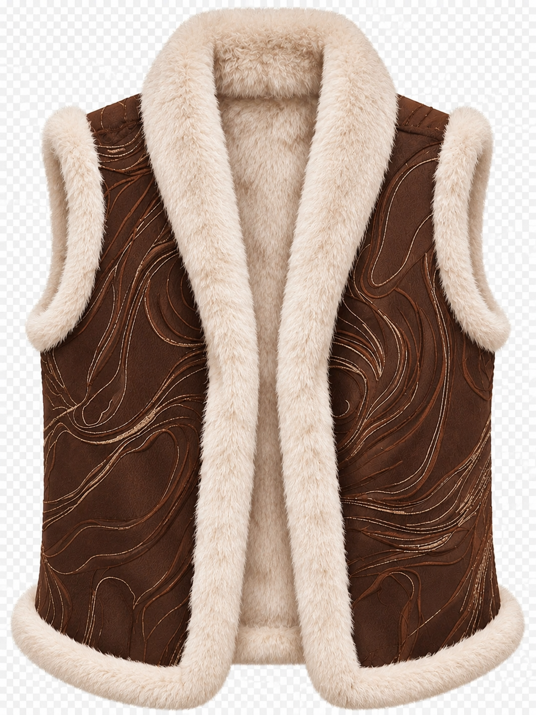 JACKET JACQUARD ONE OF A KIND SLEEVELESS FAUX FUR MCL13631