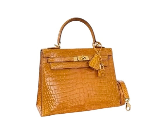Hermes Kelly 25 Sellier GHW Saffron SYCYB1097