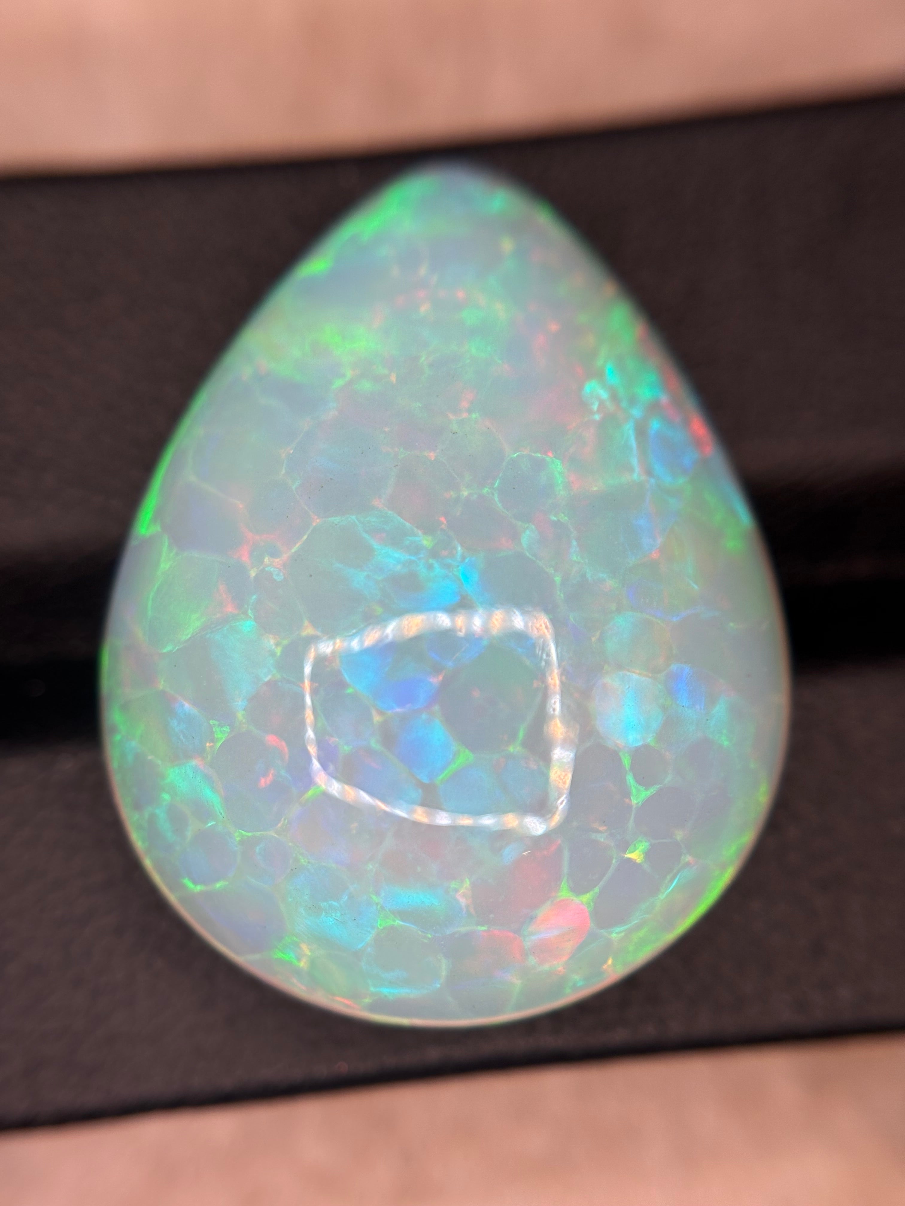 26.00ct White Opal Cab Pear THAIC0481